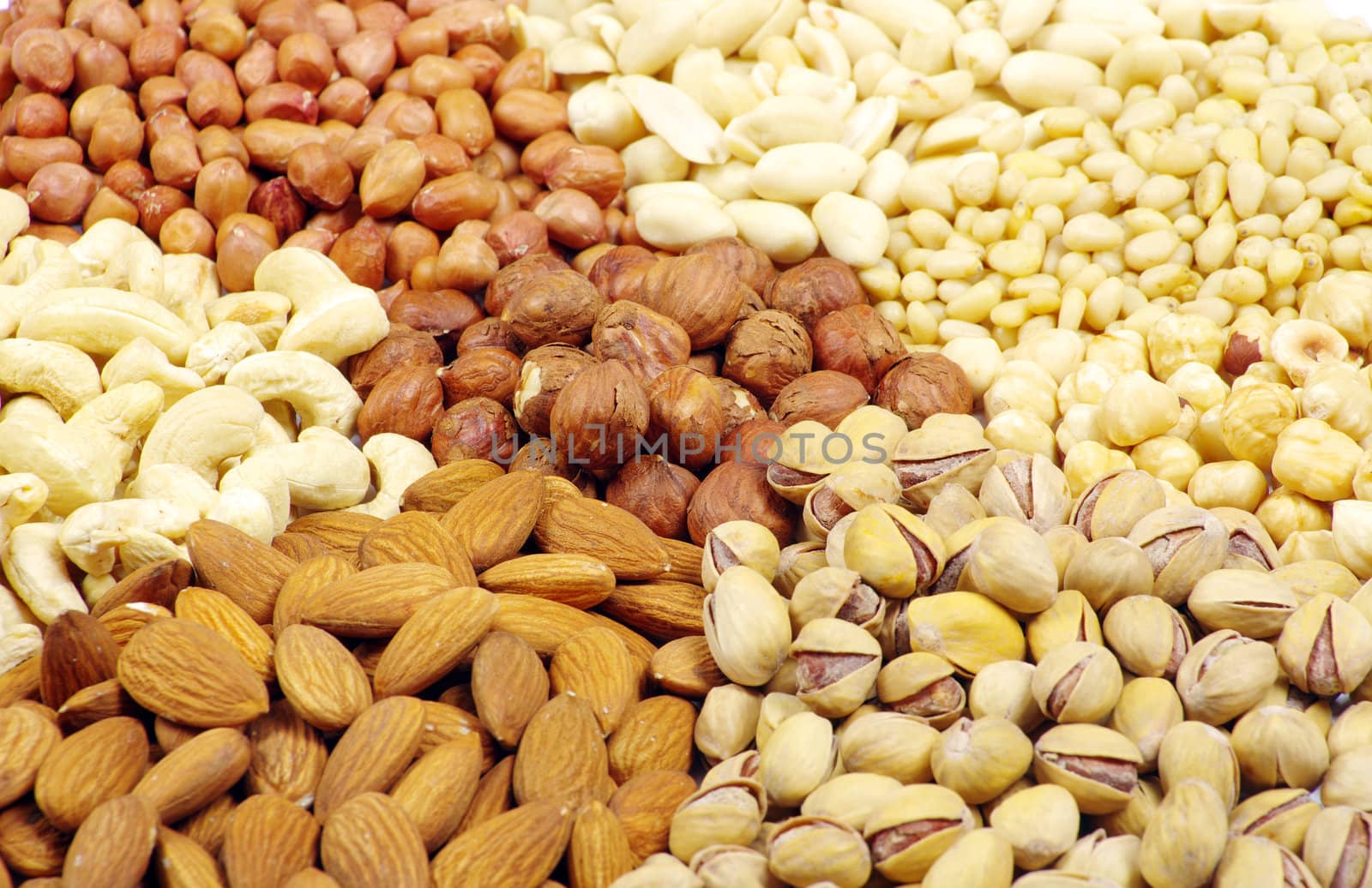 various nuts on a background
