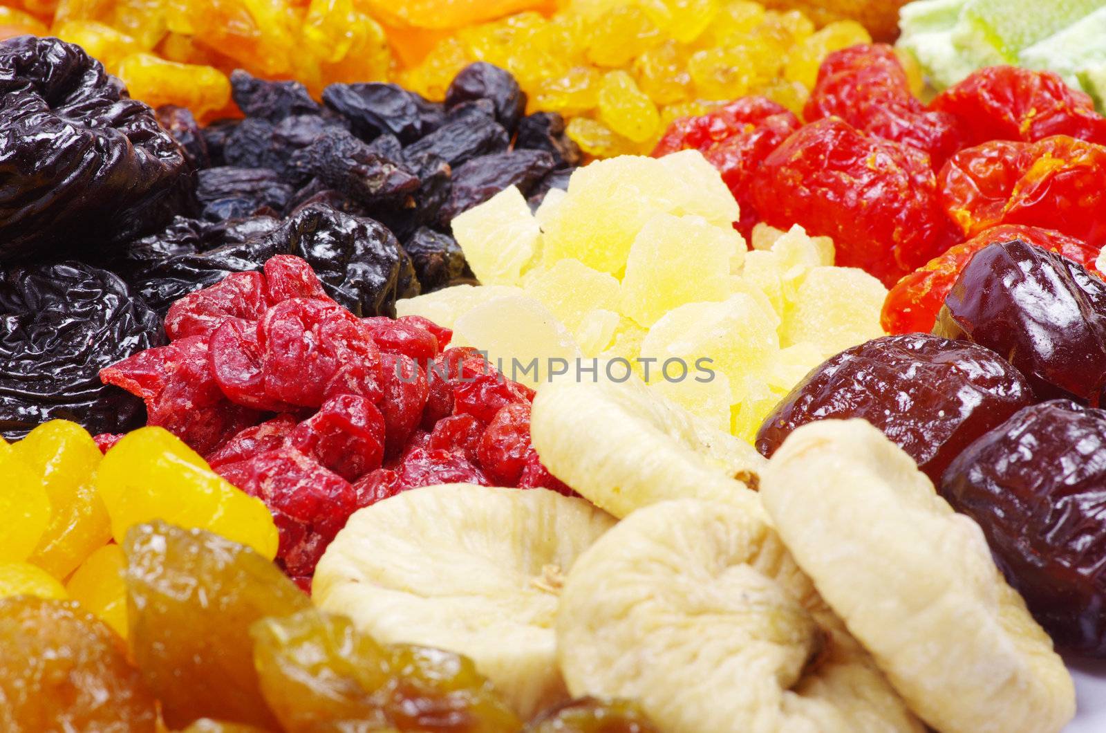 Background made of assorted dried fruits