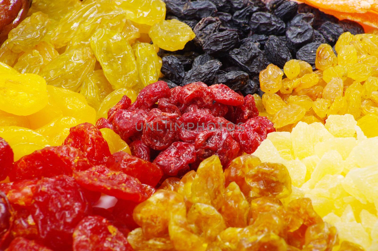 Background made of assorted dried fruits