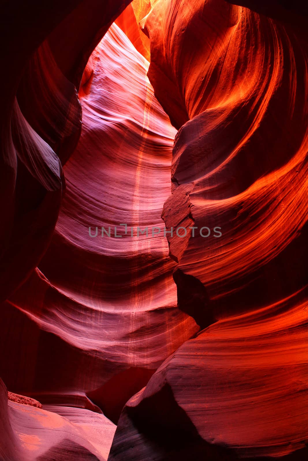 Vivid red colors of Antelope Canyon in southwest United States.