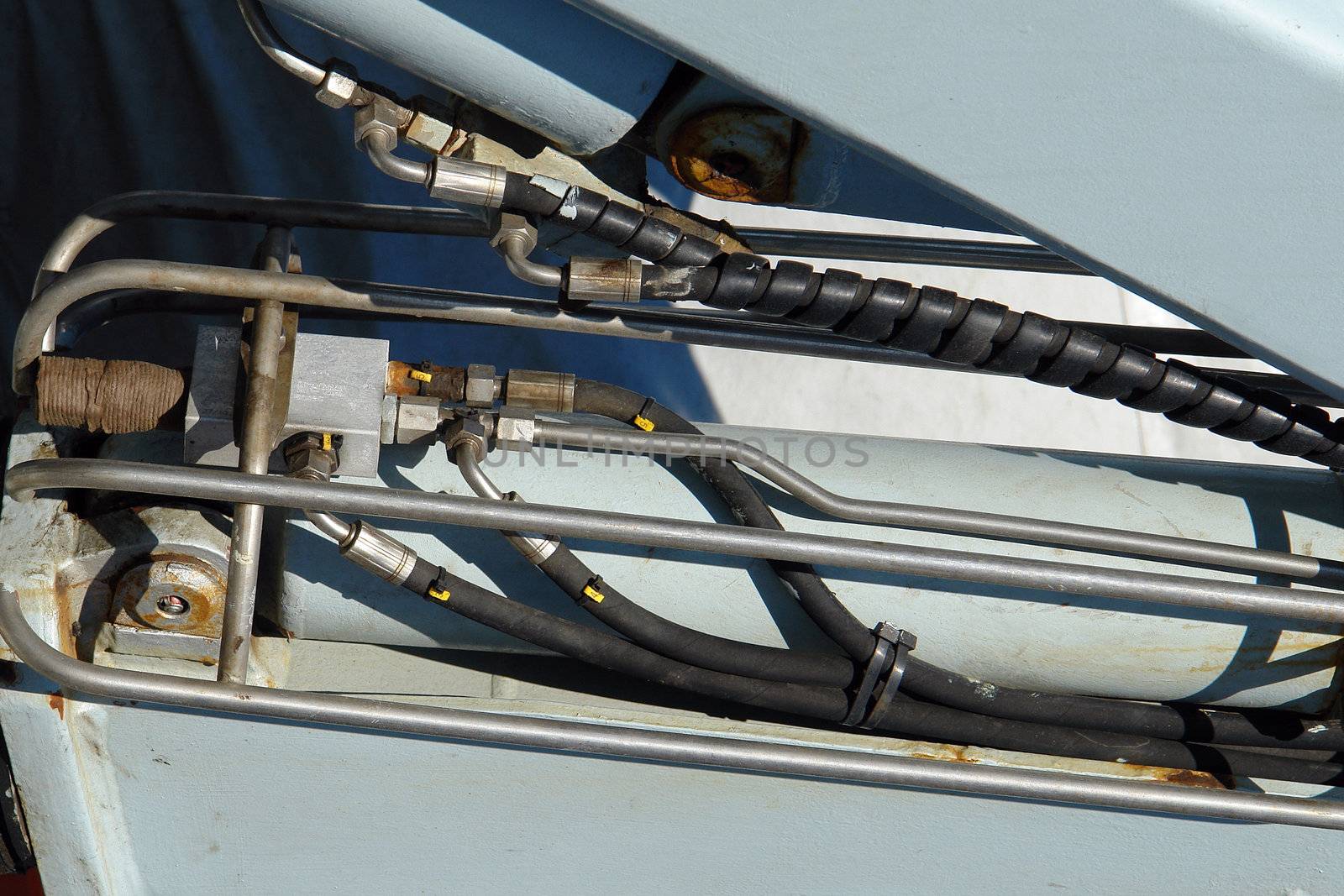 Hydraulic machinery in close up - industry background image