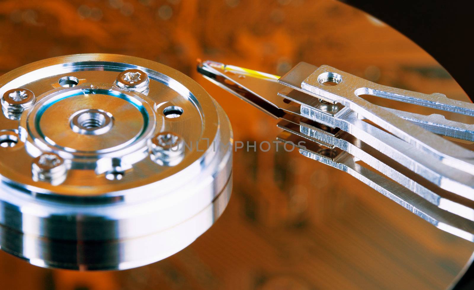 The surface of the hard disk - an unusual lighting