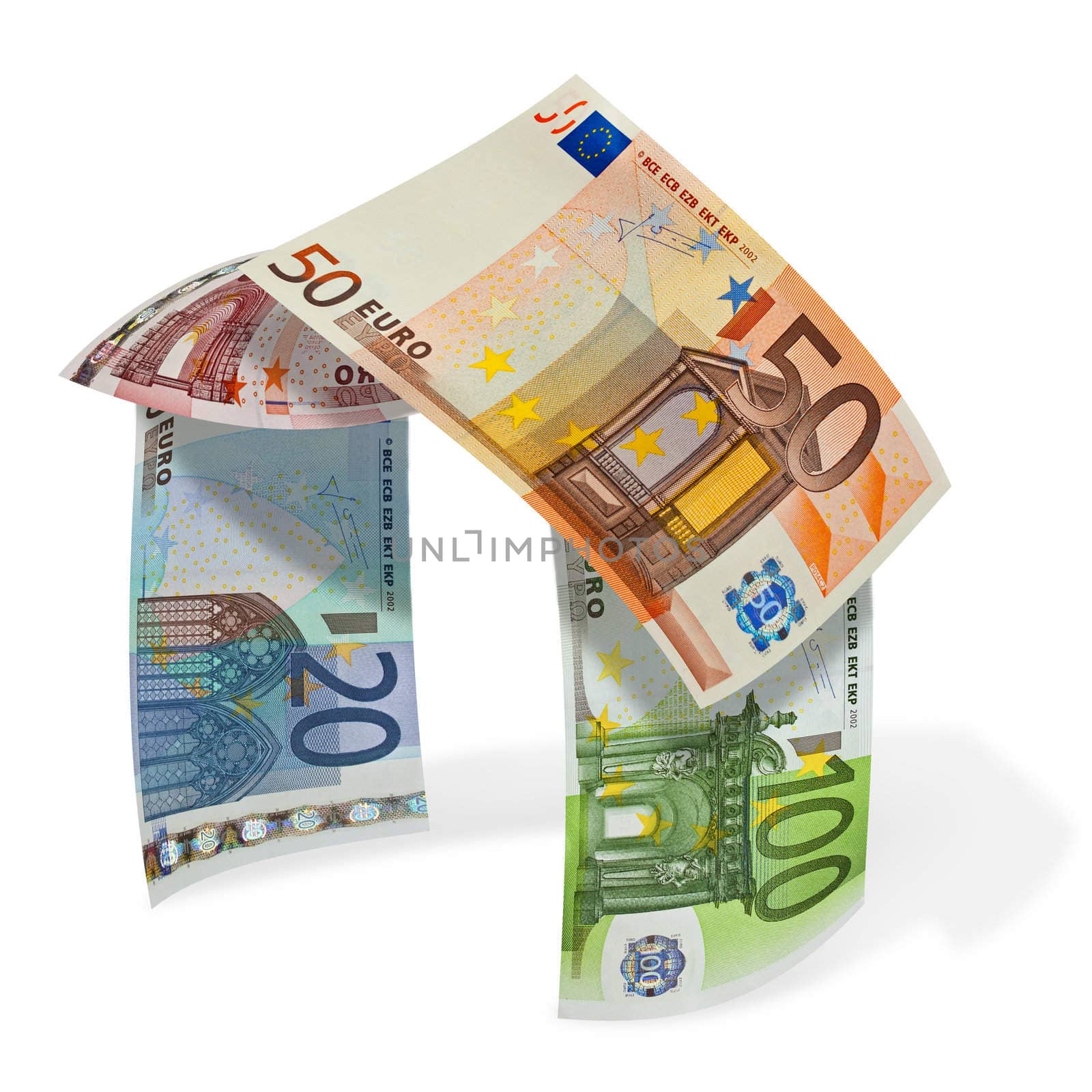 illustration, lodge from different money bills euro