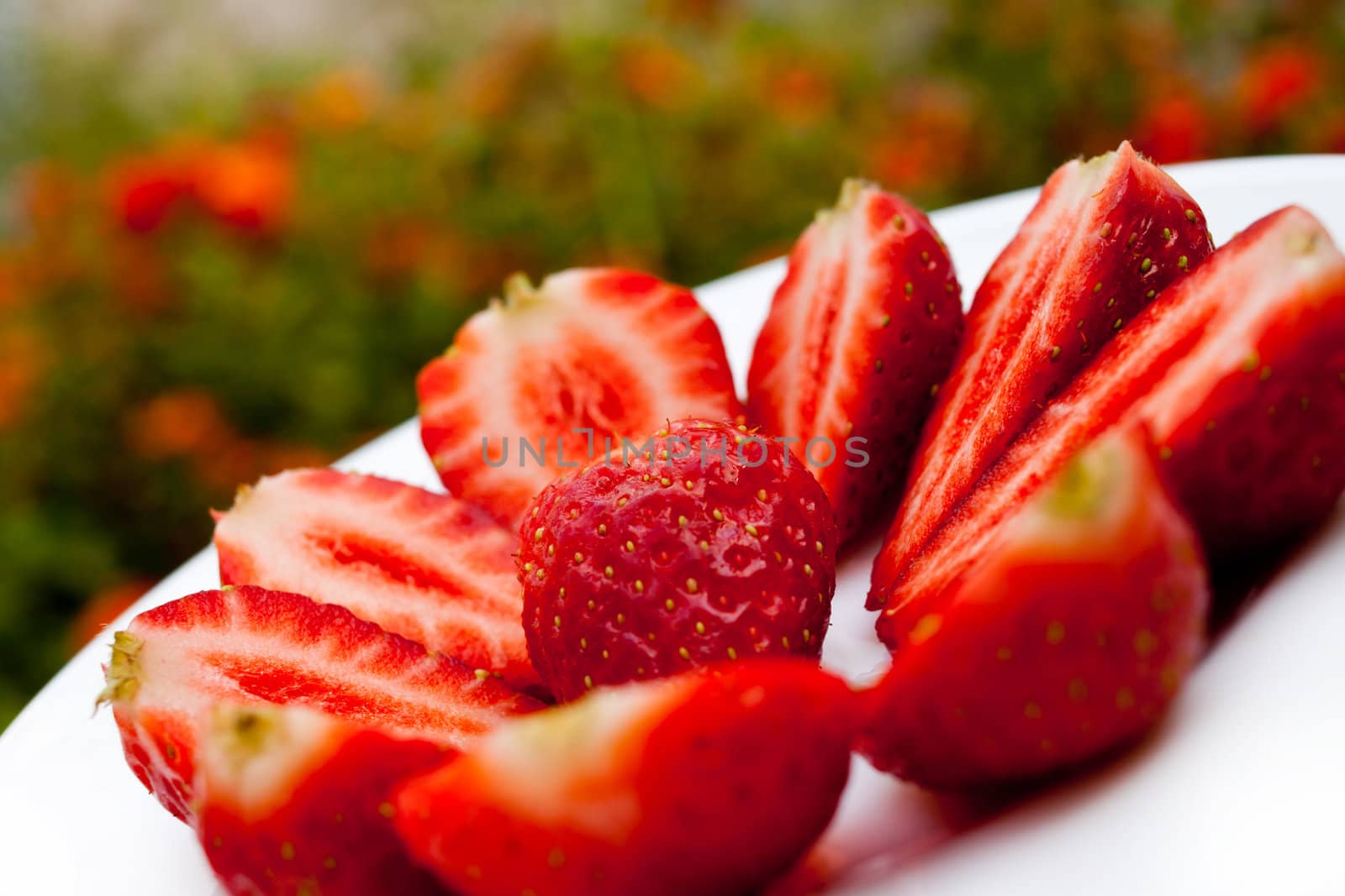 Berries ripe strawberries on a white plate