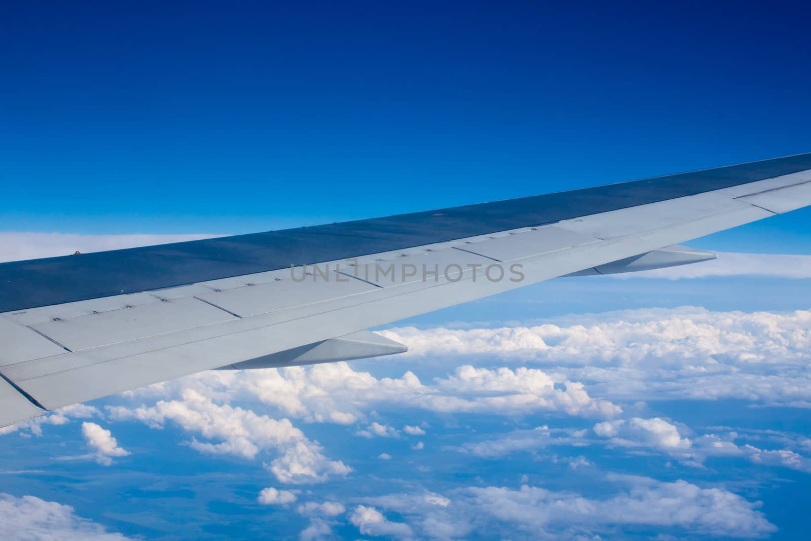 the view from the airplane at the blue sky