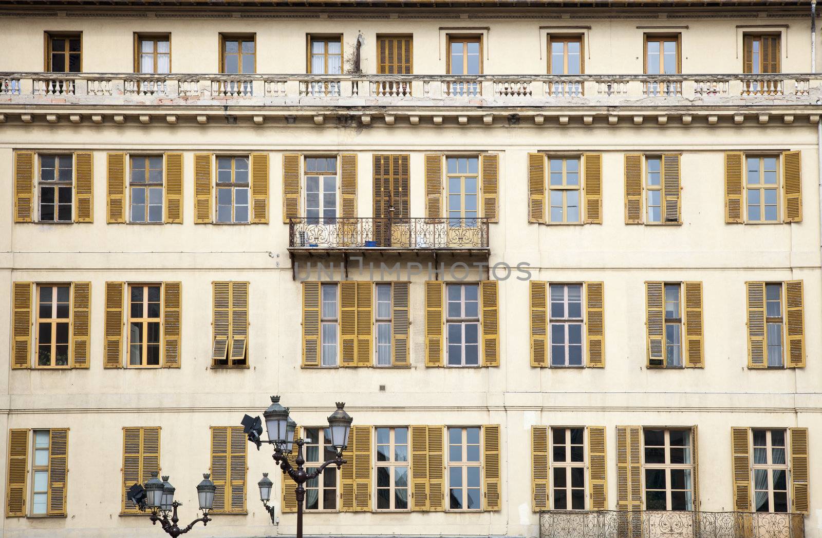 Windows with shutters in old buildings
