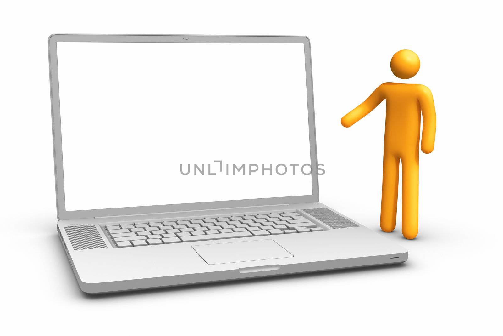 Showing laptop. clipping path included.