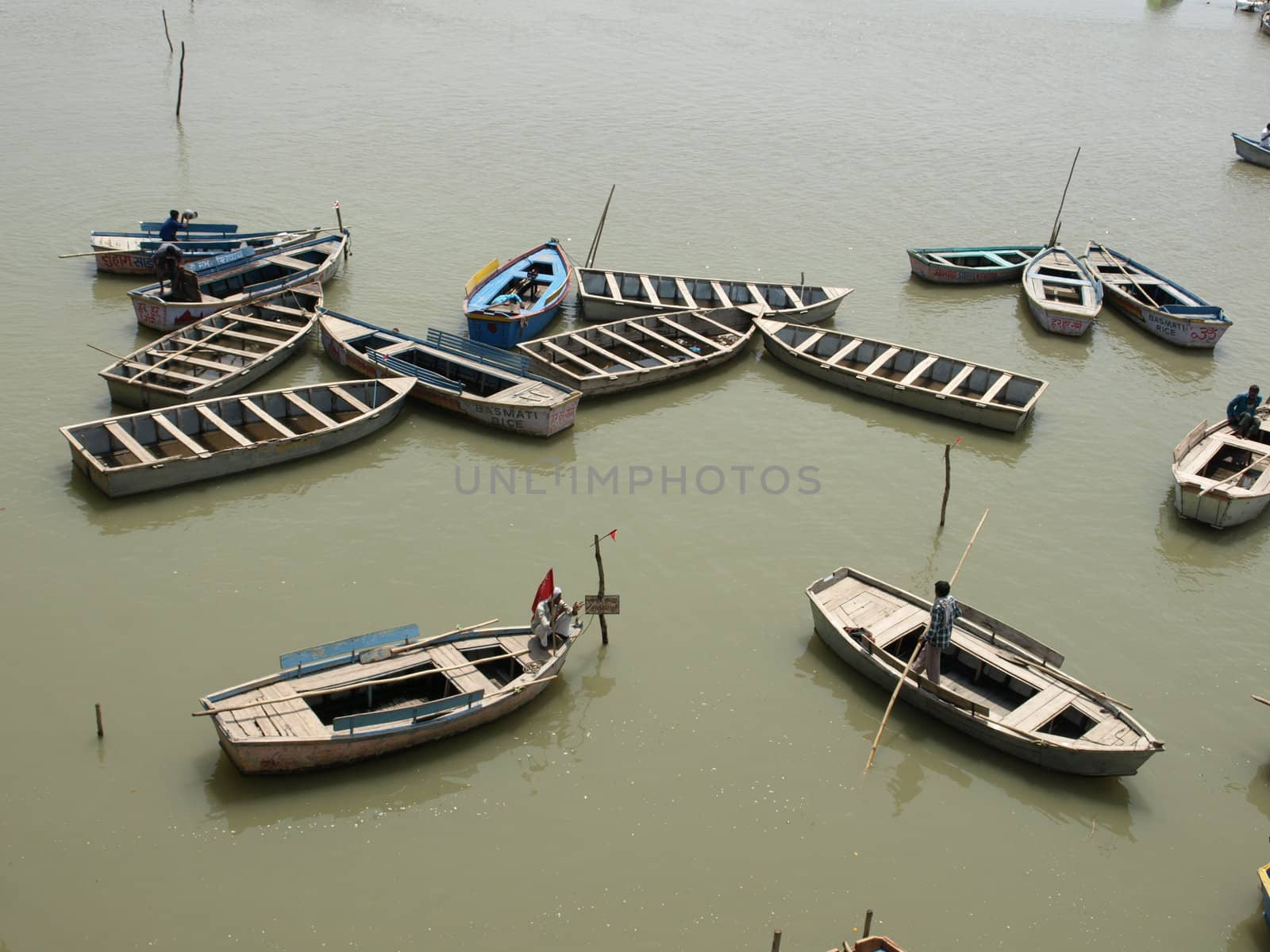 Boats at Gang river, India, summer 2011