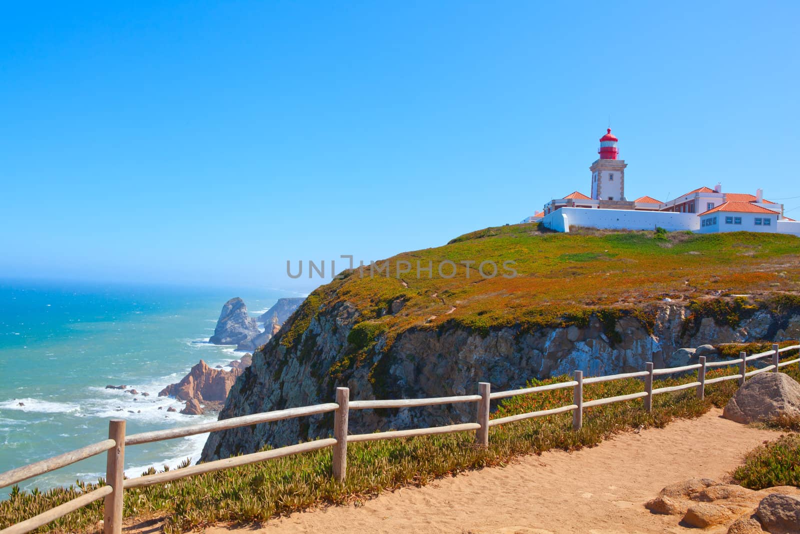 Roca cape lighthouse in Portugal, West most point of Europe ( Cabo da Roca)