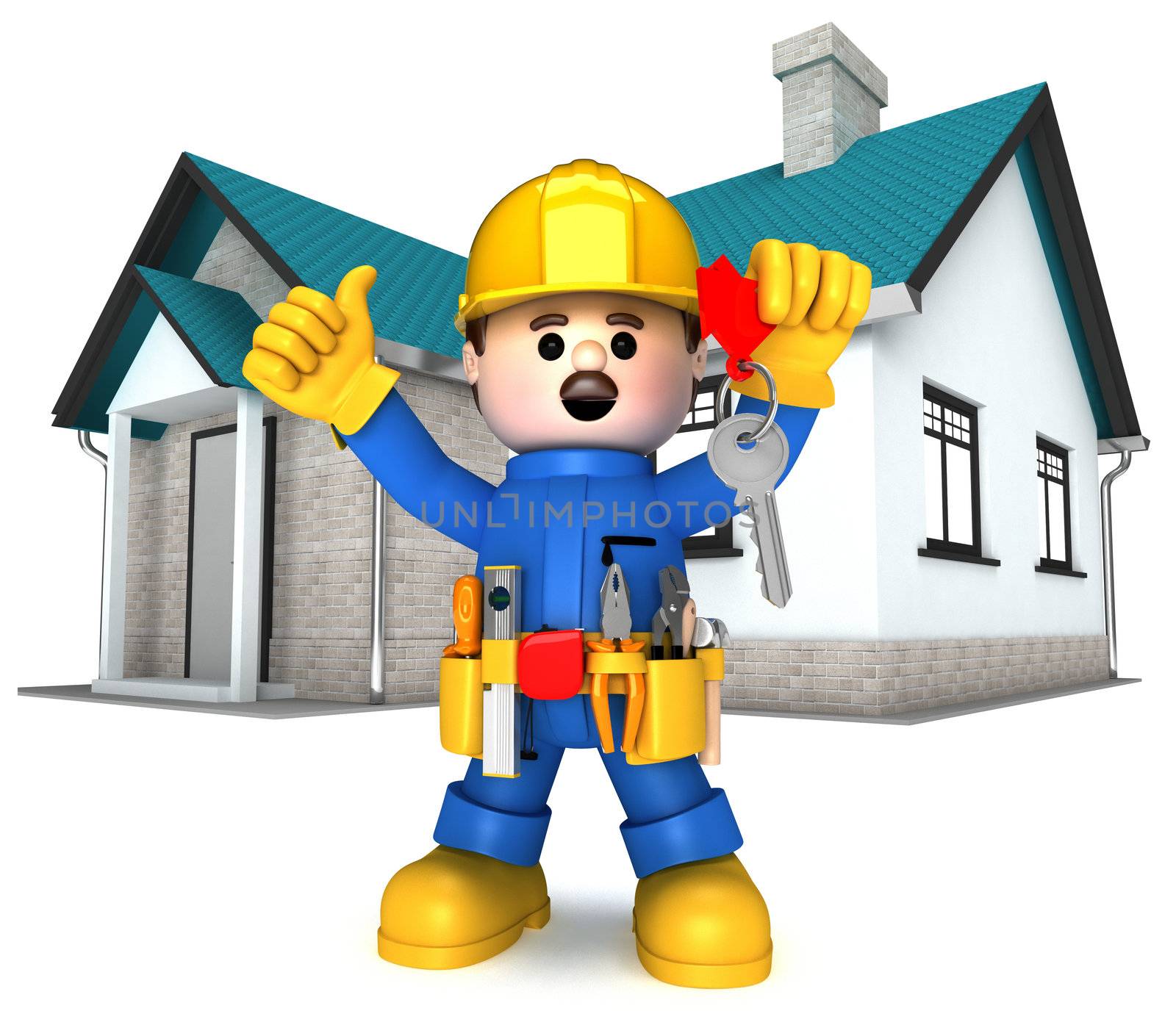 Fully equiped craftsman mascot