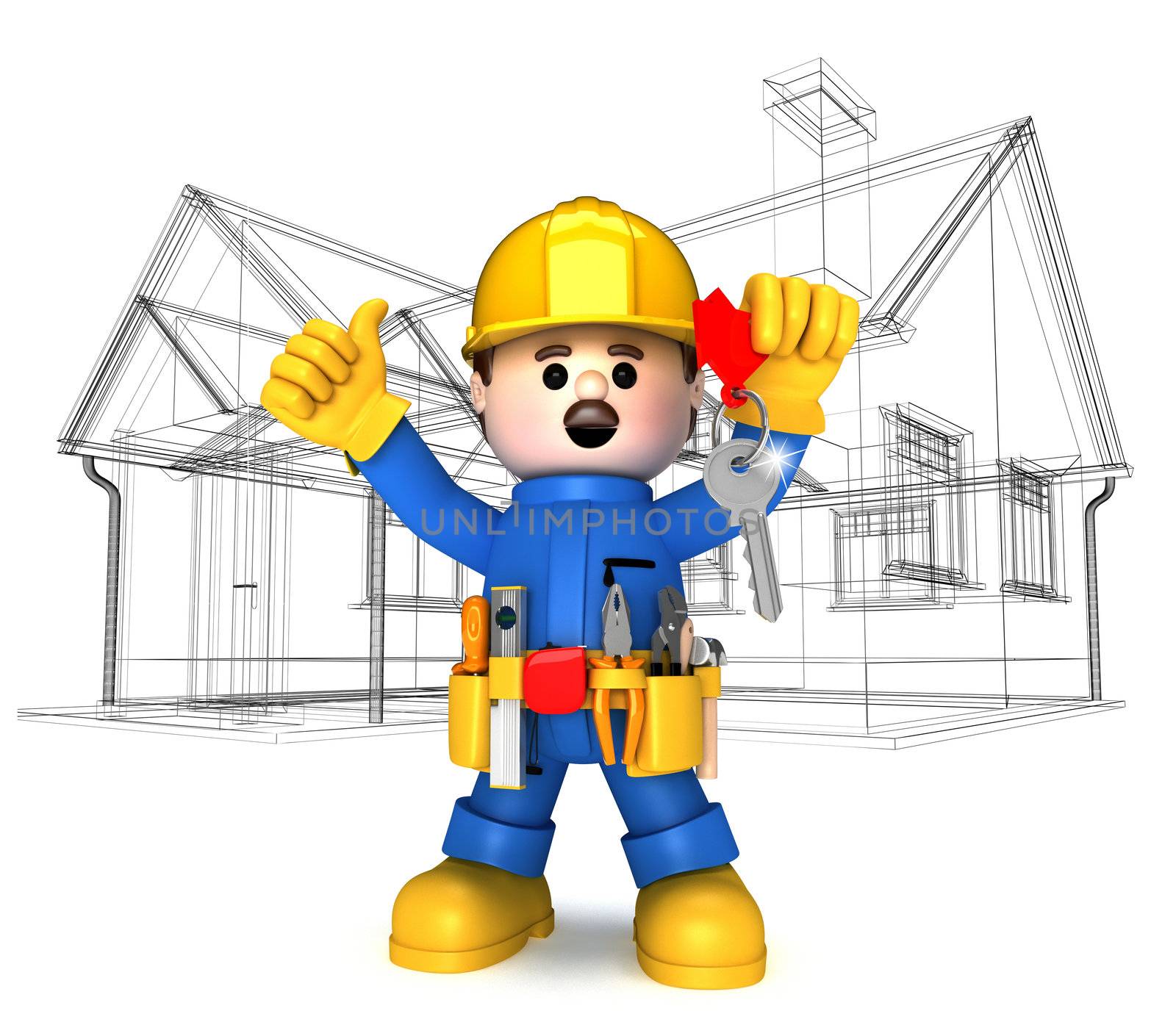 Fully equiped craftsman mascot