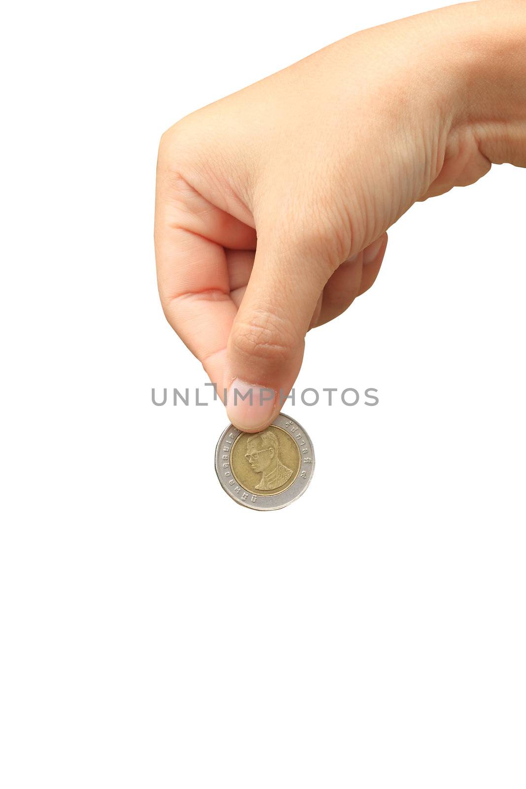 hand holding coin