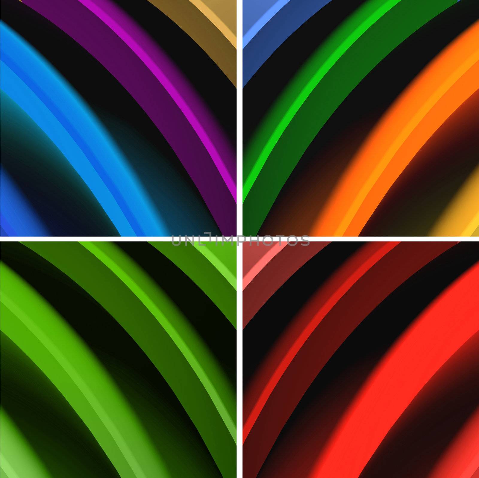 Multicolored 3d render waves abstract background.