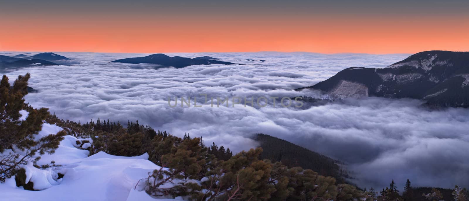 Beautiful evening landscape in the mountains