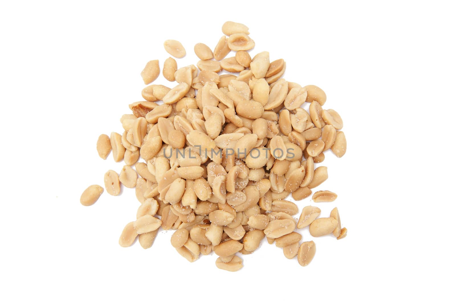 Peanuts on the white background