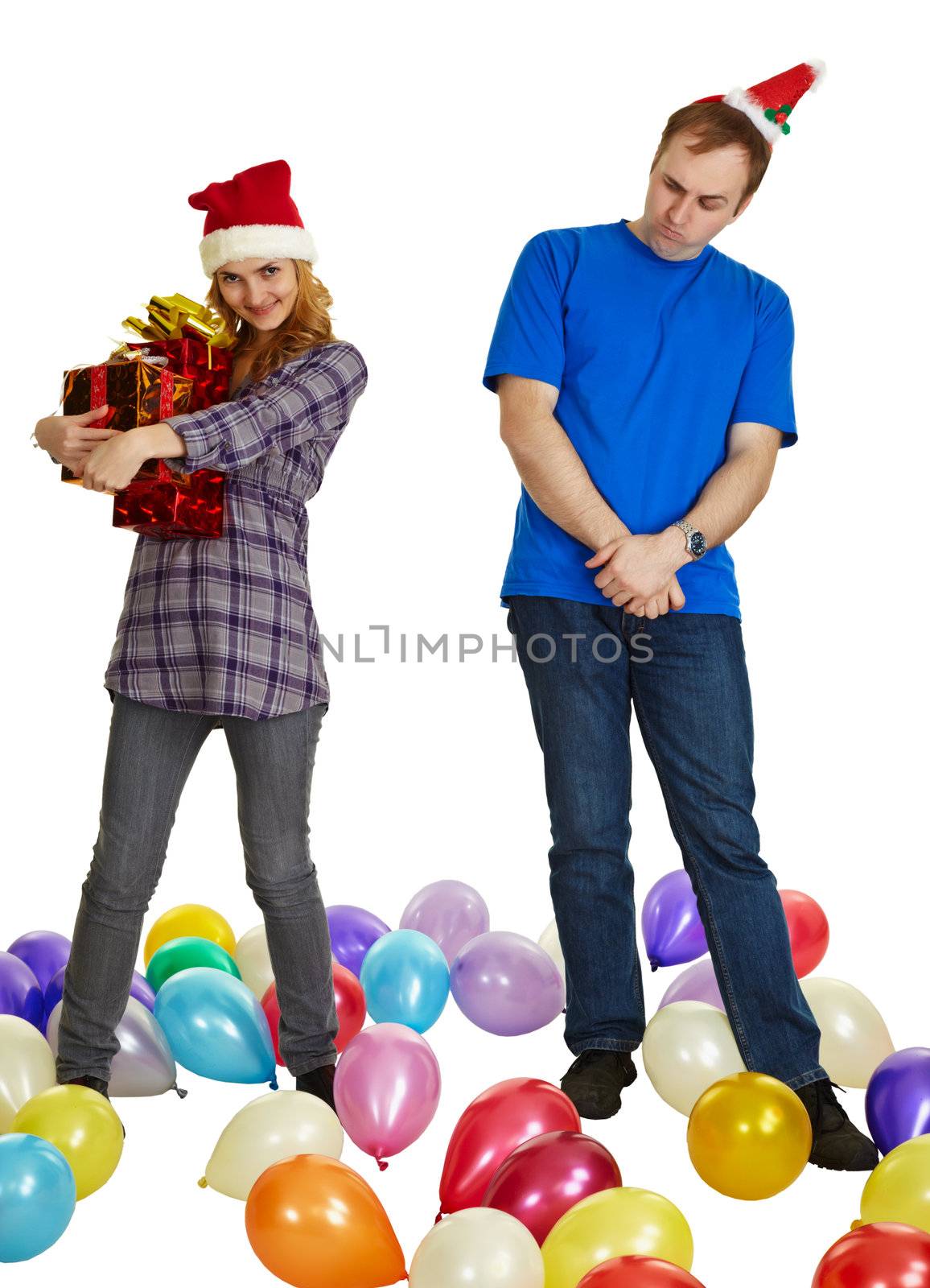 Not to all give gifts for new year and Christmas - white background