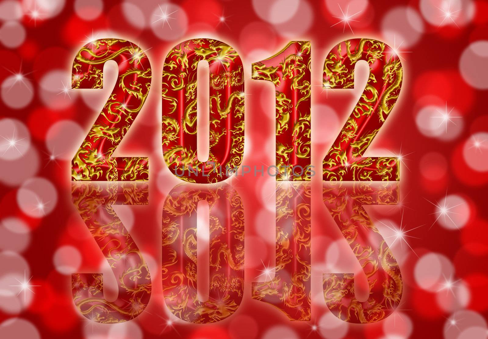 2012 Happy Chinese Year of the Dragon Design Red Blurred Background