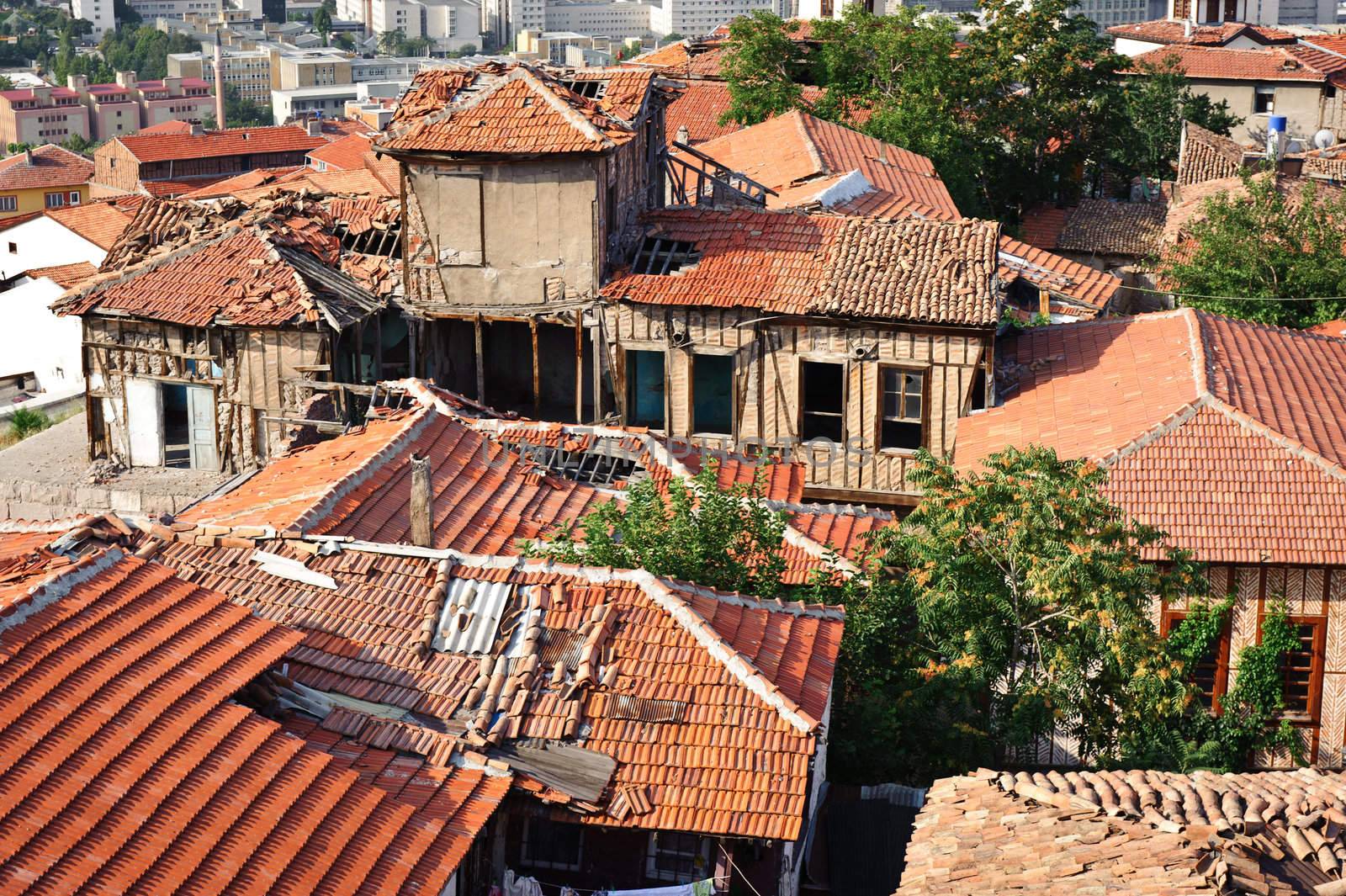 Wrecked roofs of old ankara, capital of Turkey