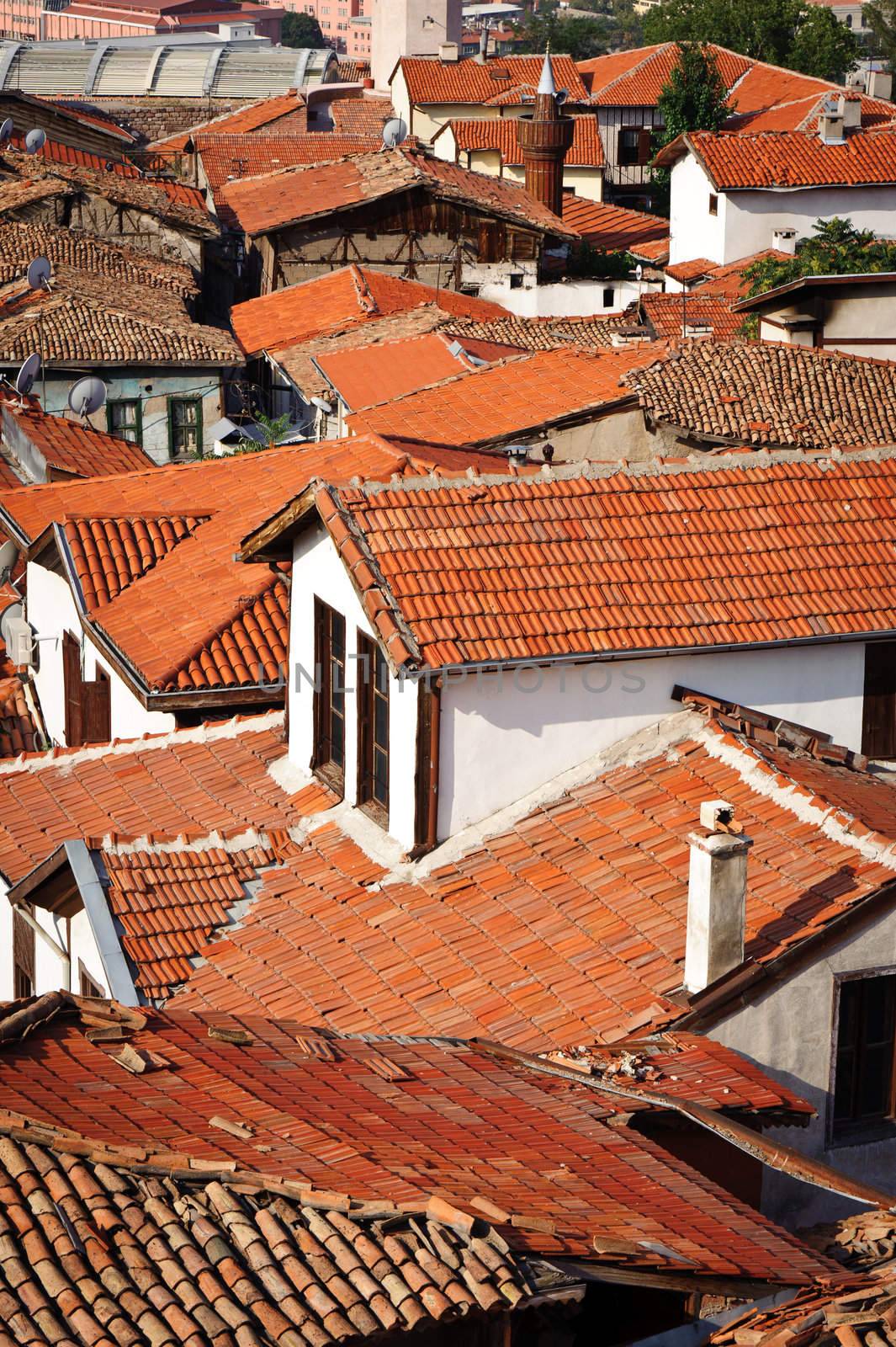 Wrecked roofs of old ankara, capital of Turkey