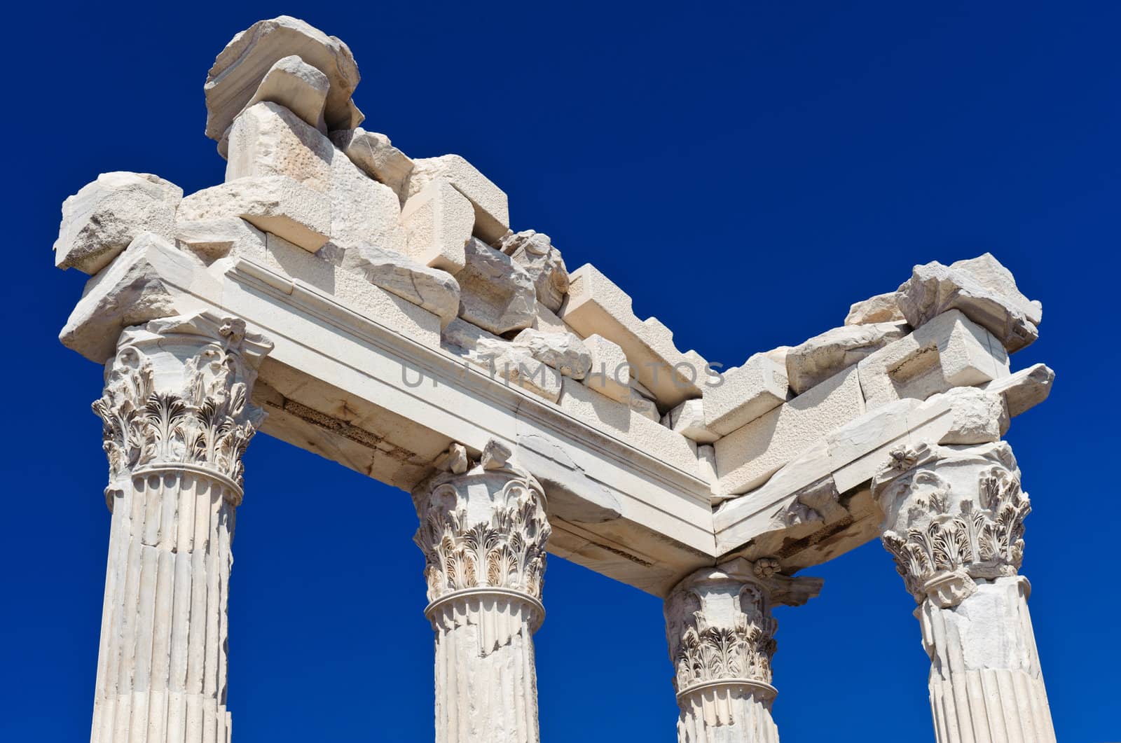 Detail of ancient temple of Trajan, Bergama, Turkey