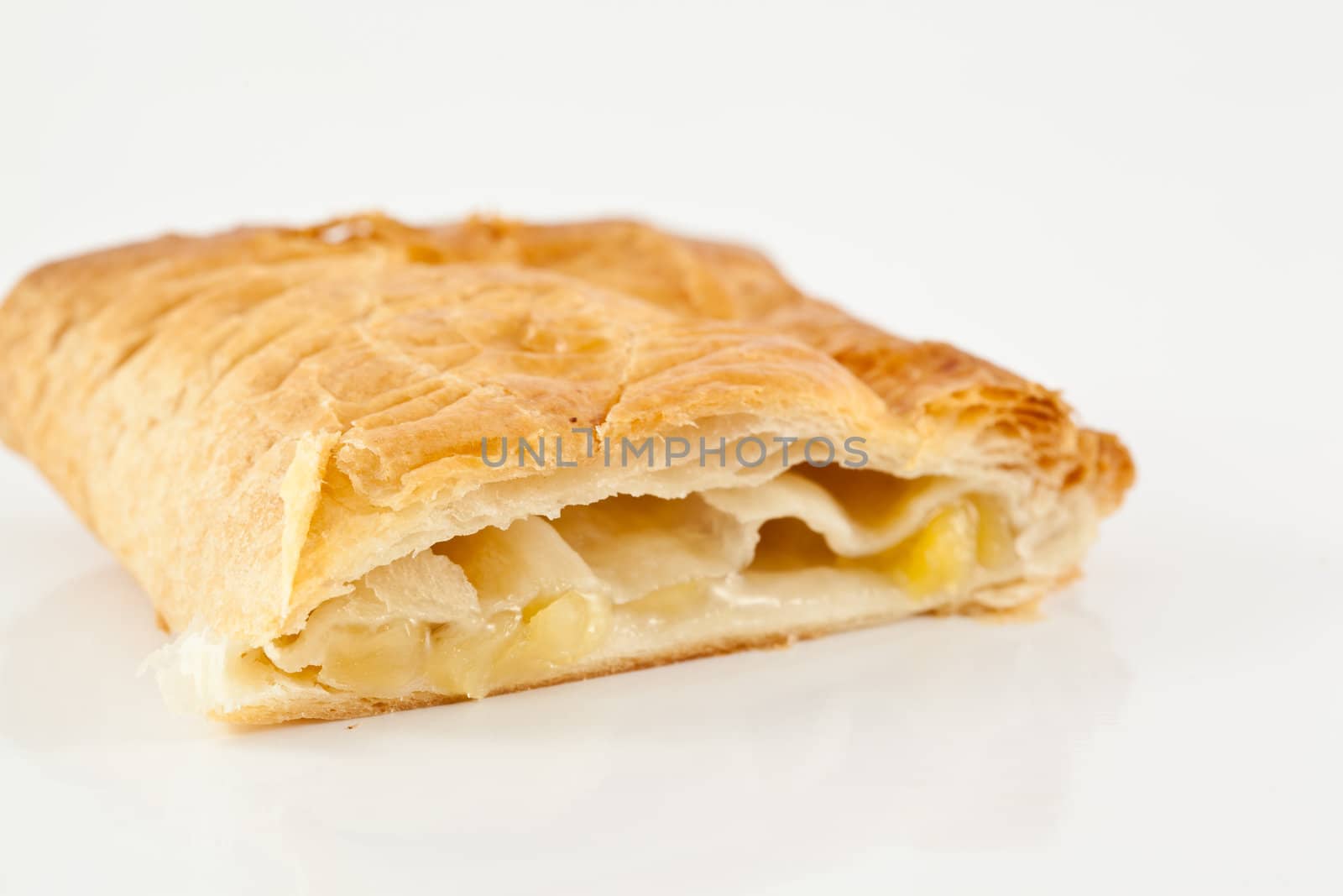 Pineapple pie isolated on white background