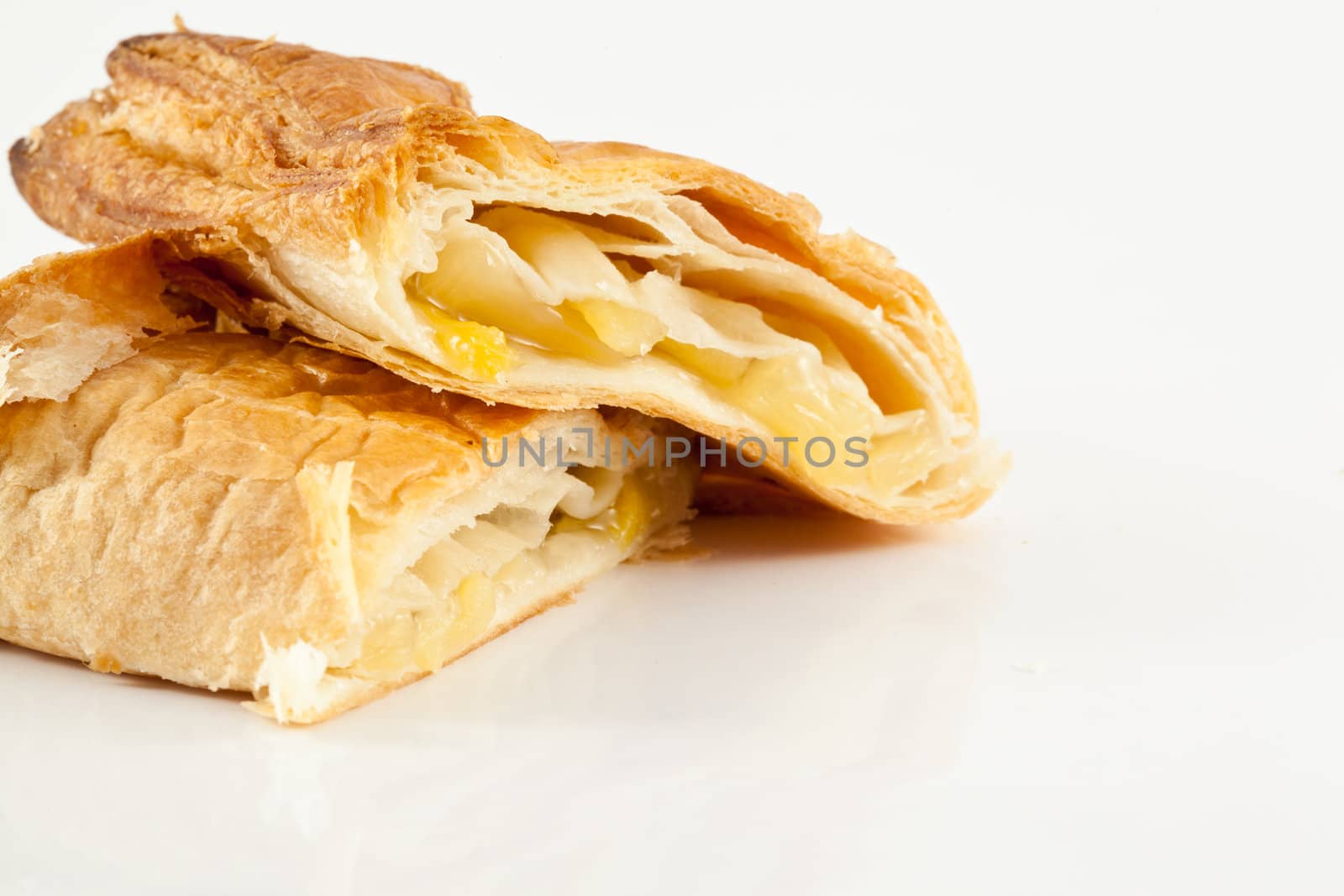 Pineapple pie isolated on white background