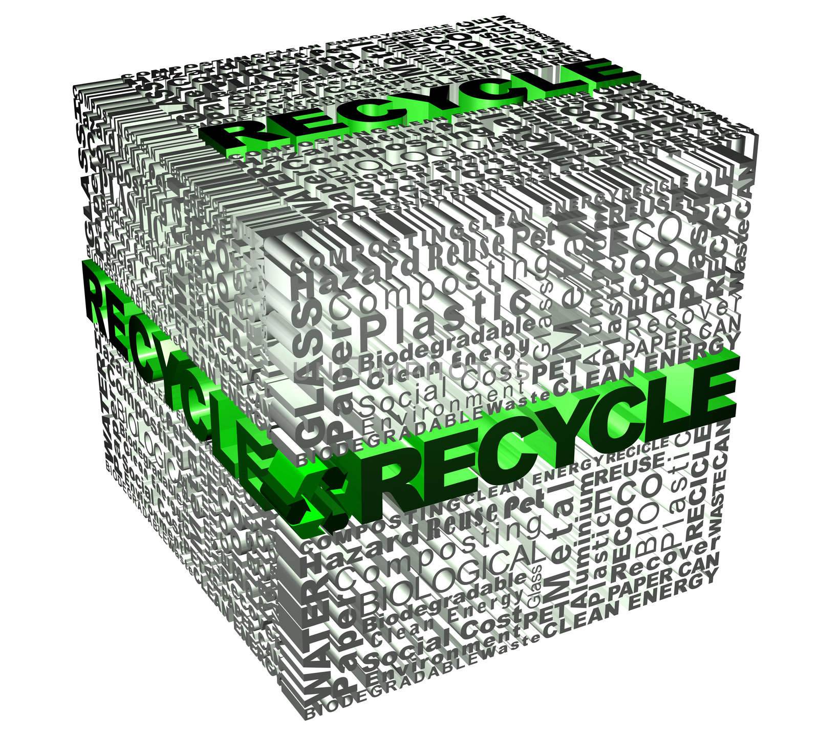 Cube with Recycle words related by marphotography
