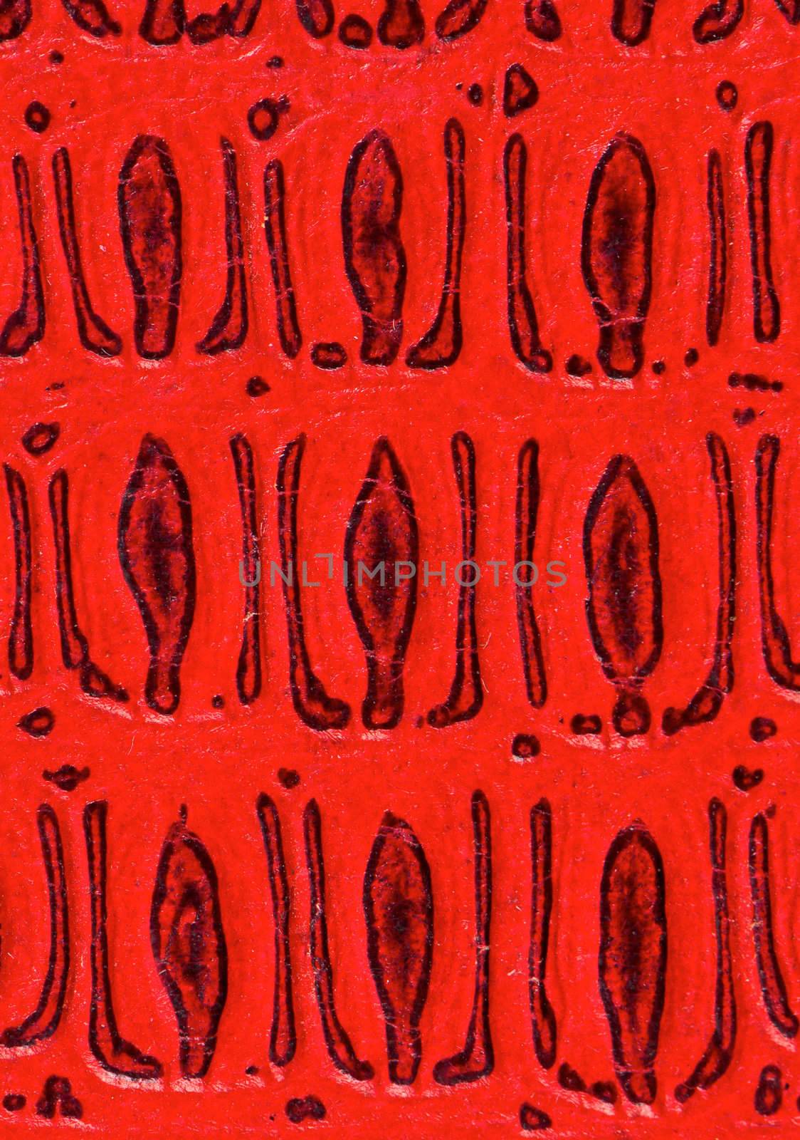 Red leather book cover patten detail.