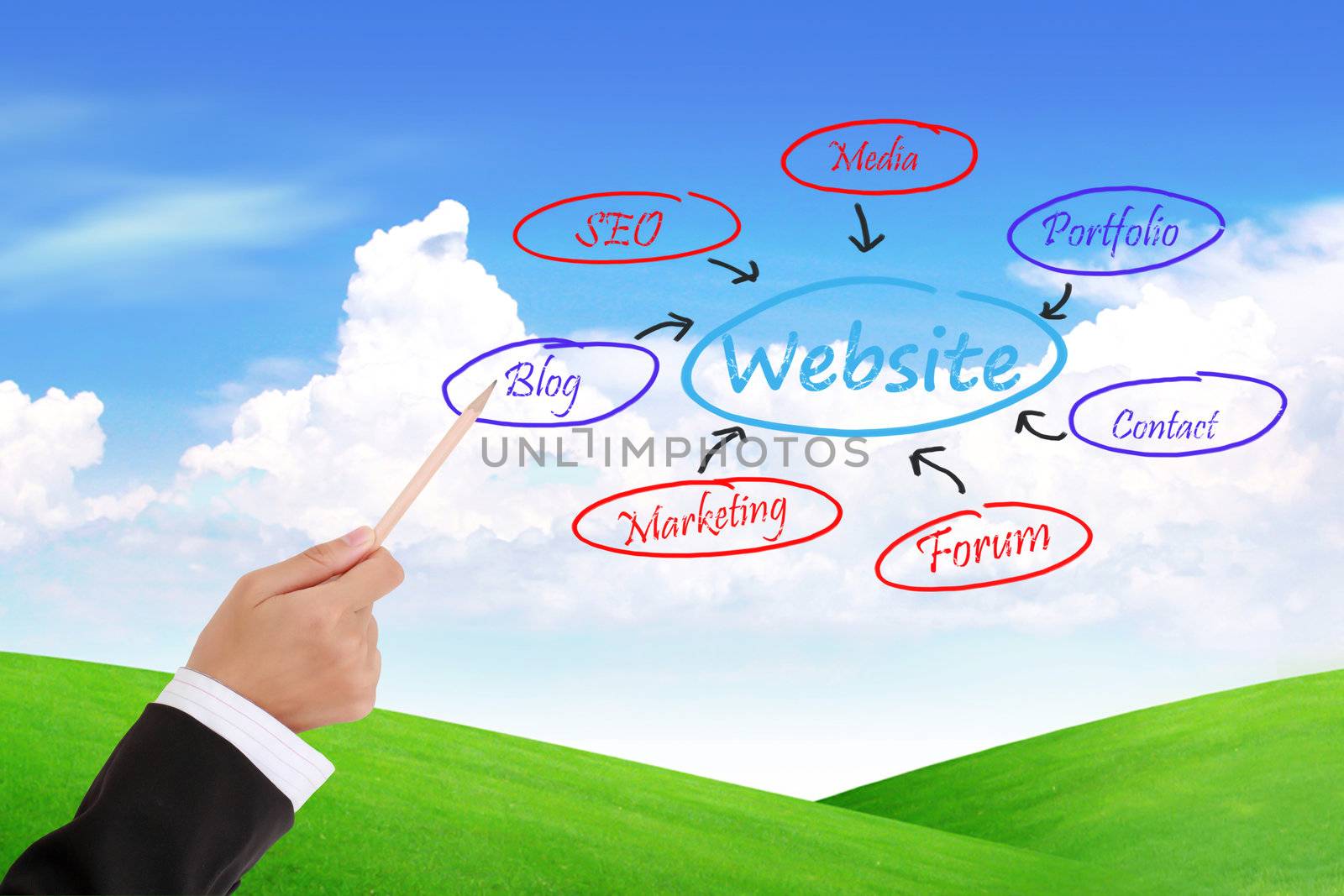 businesswoman  analysing website structure schema   by rufous