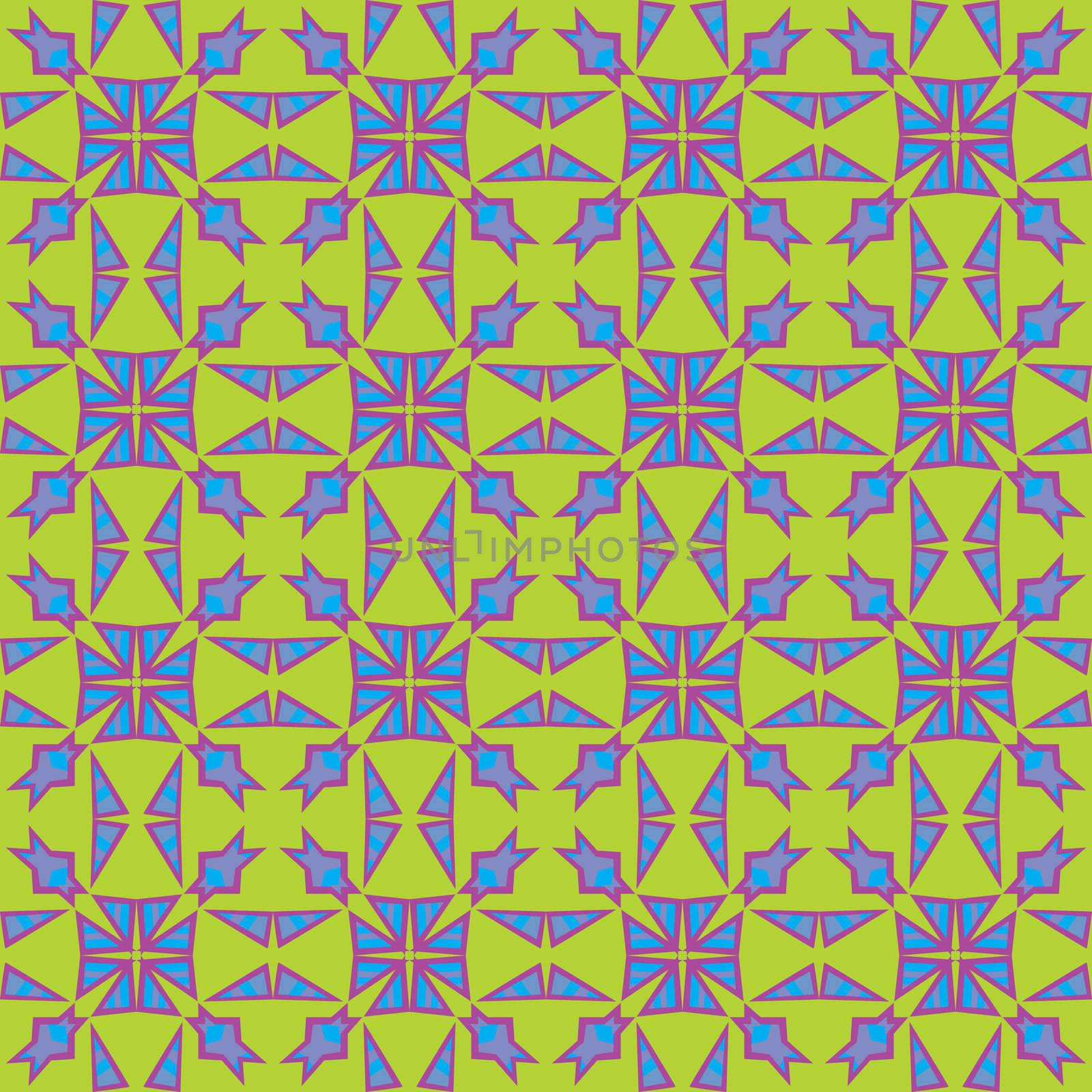 Colliding triangles in blue and purple in a seamless wallpaper pattern