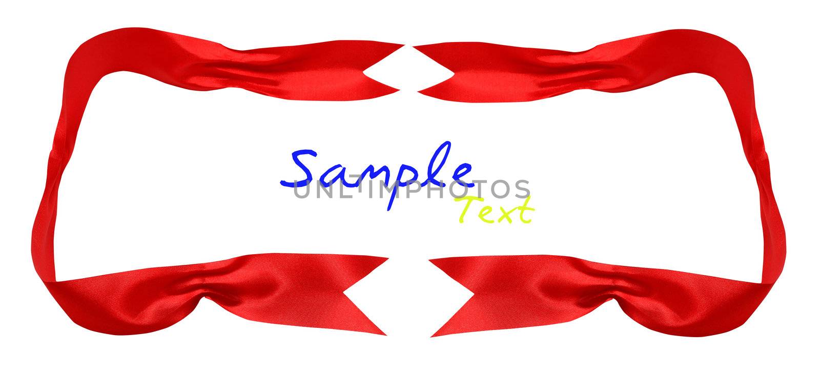 red ribbons with bow on a white background