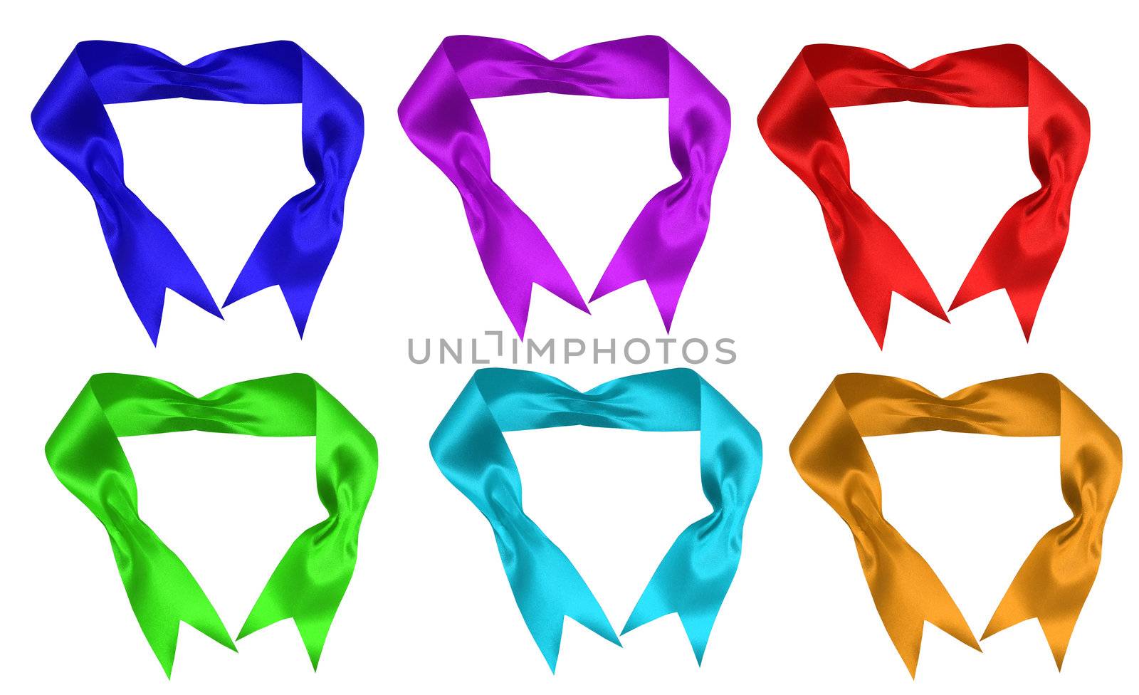 collection of various ribbons on white background