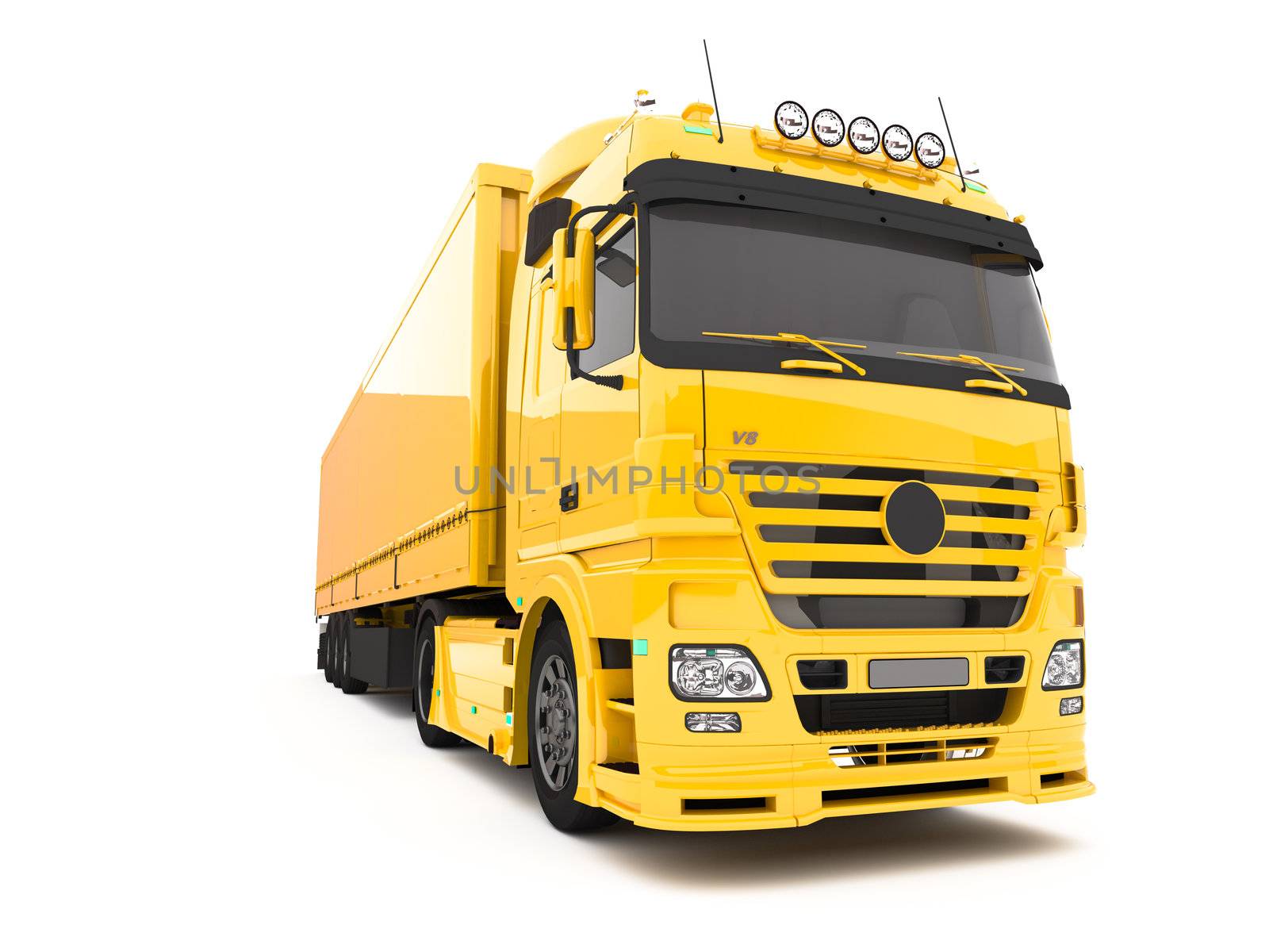 Modern delivery truck isolated on white background