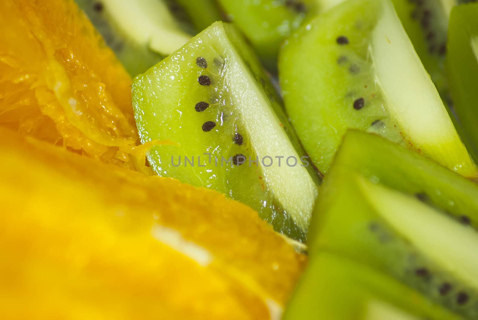 fresh cut kiwi and orange slices