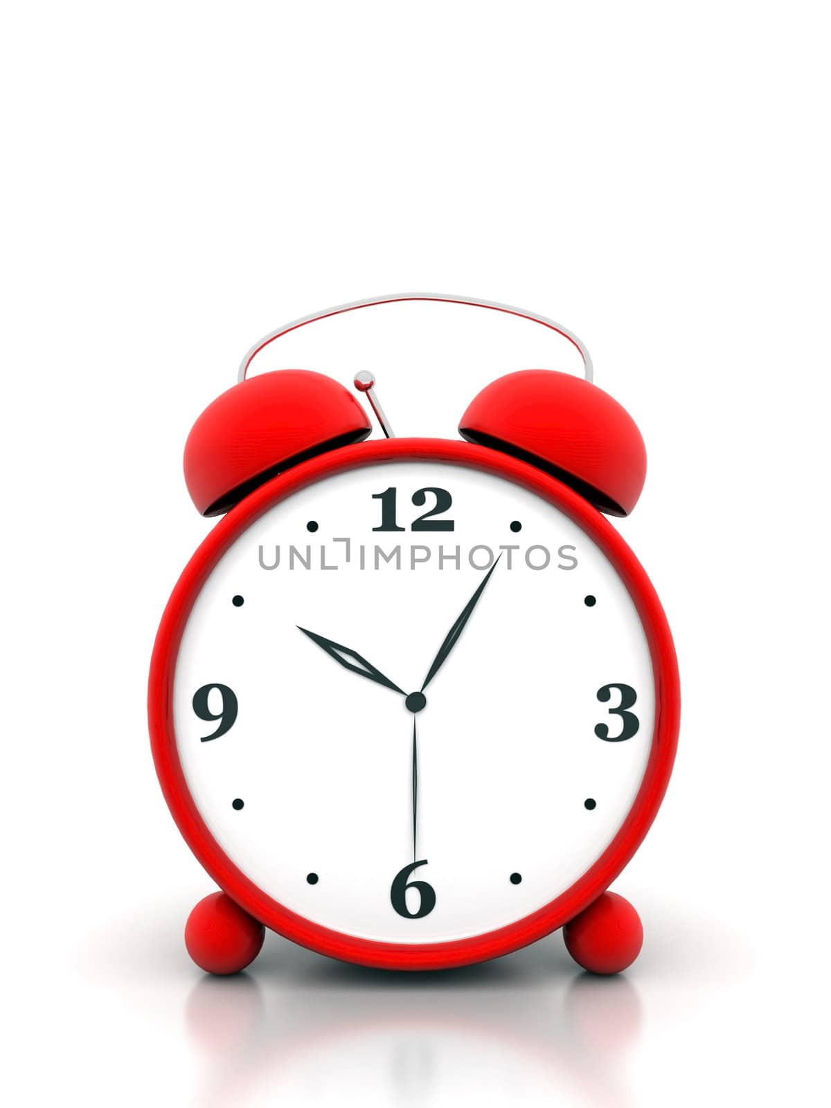 beautiful image, the red alarm clock on white background
