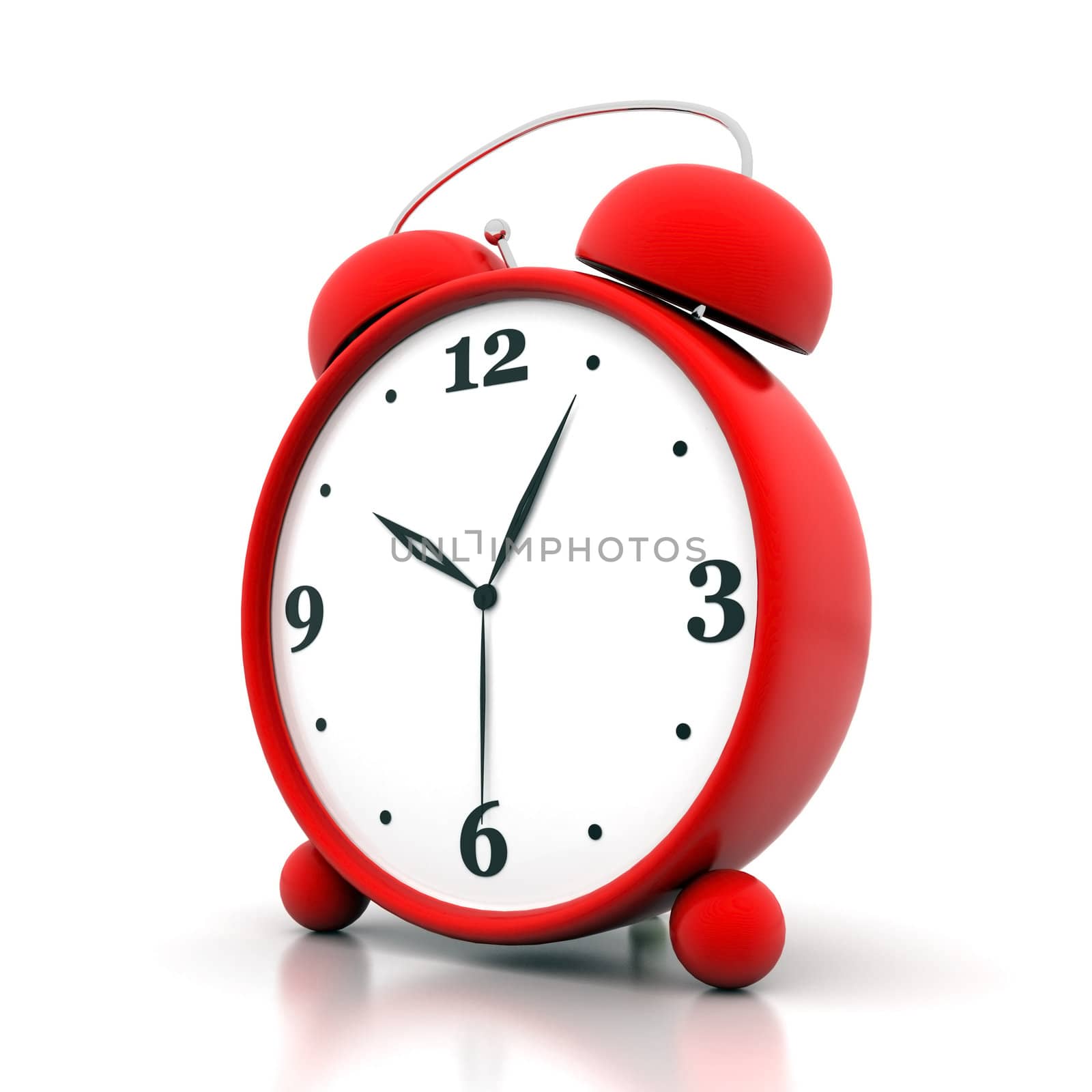 beautiful image, the red alarm clock on white background