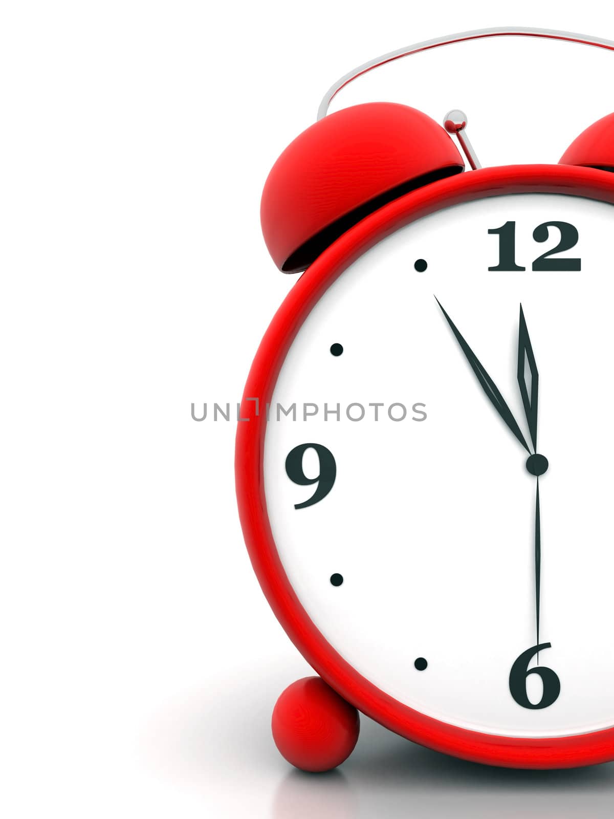 beautiful image, the red alarm clock on white background