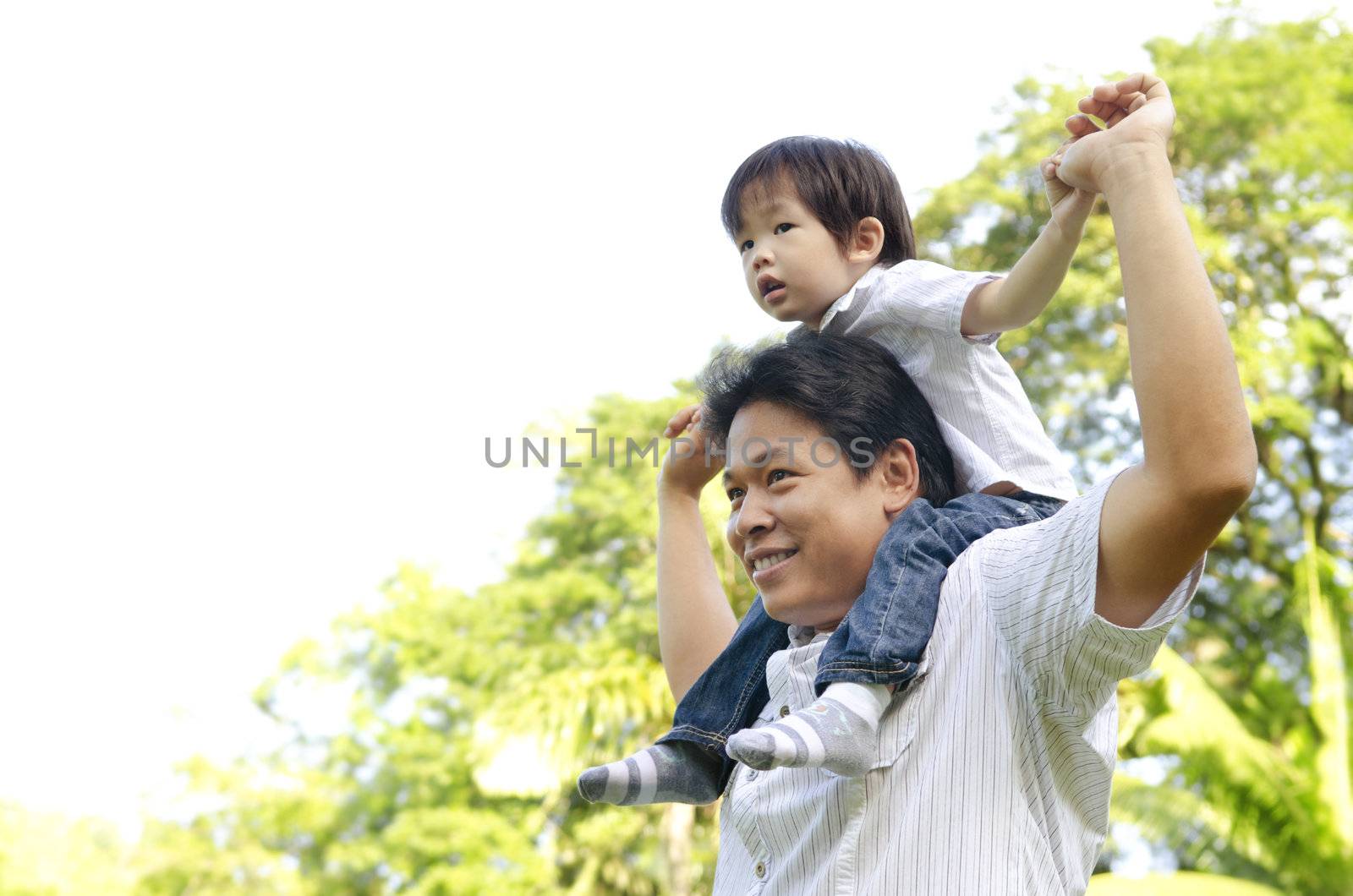 A father and child on a nice summer day.