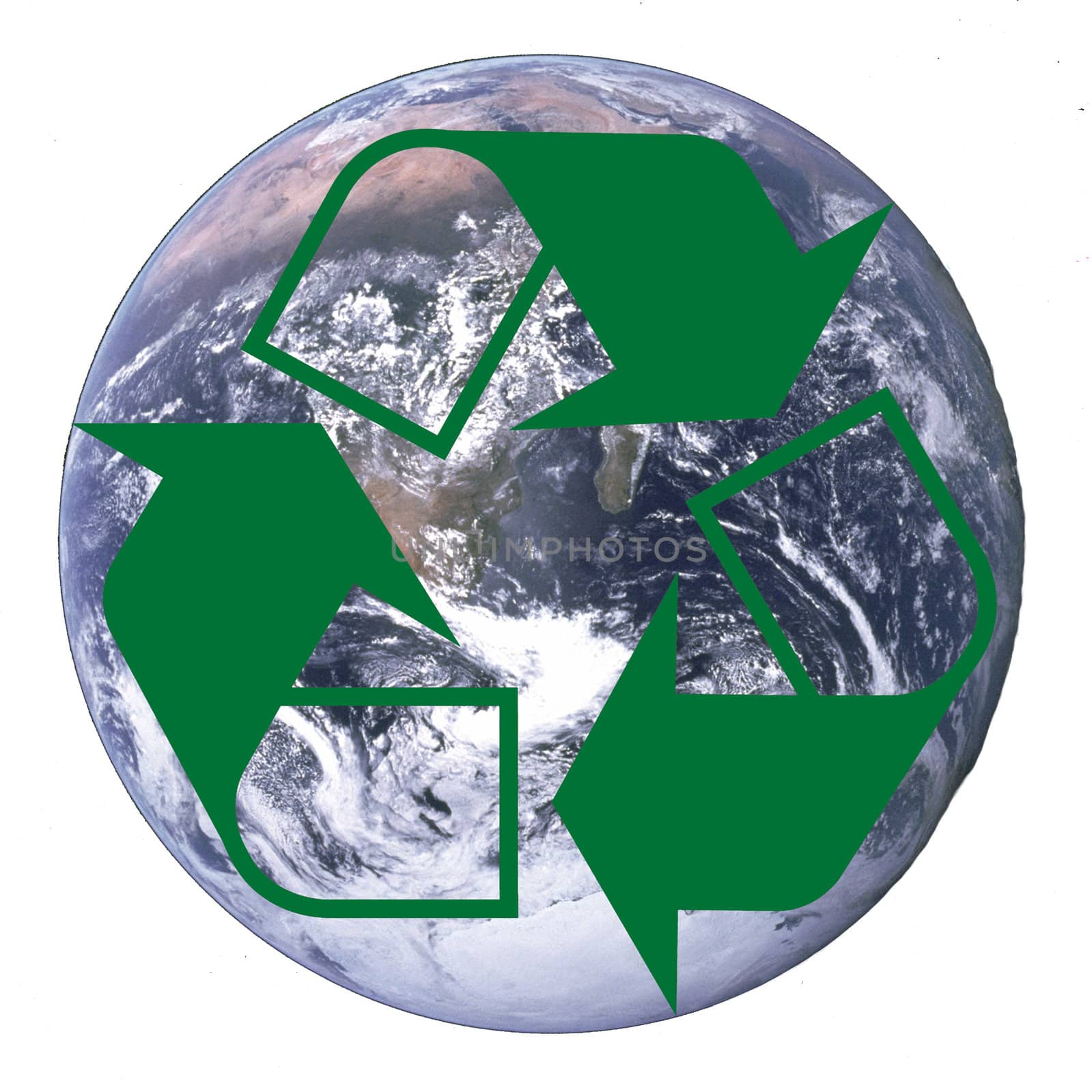 earth with recycle symbol by njene