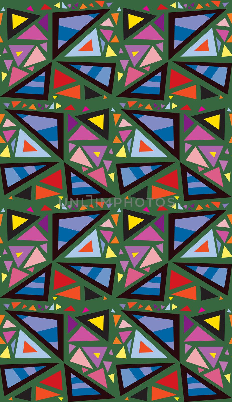 Colored triangles in scattered seamless wallpaper pattern