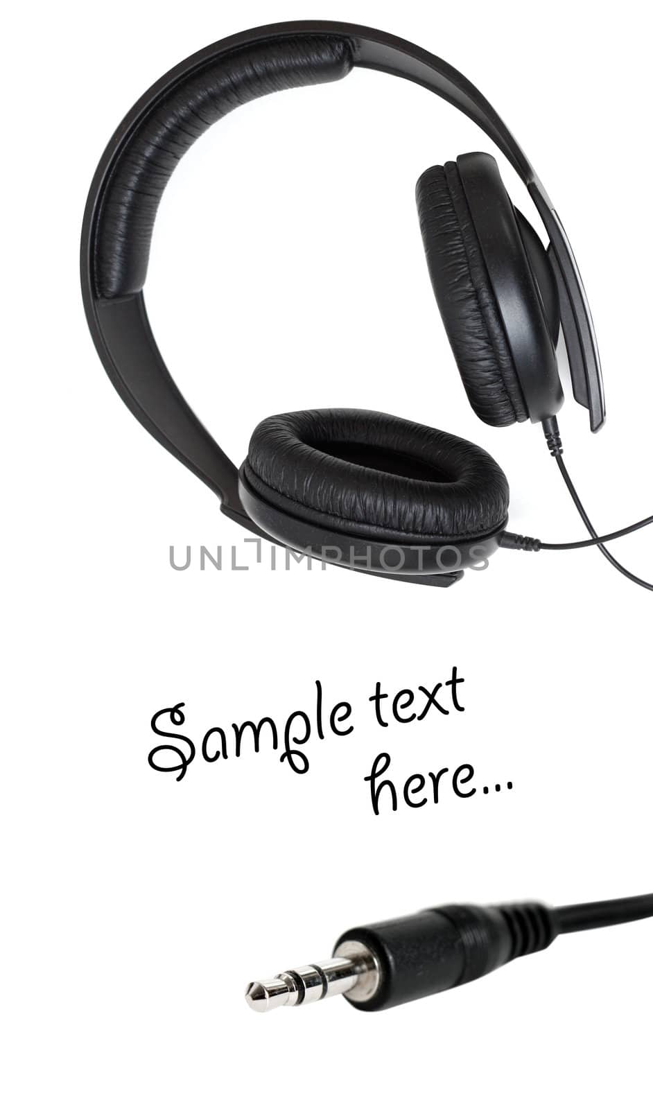 Headphones isolated on white in a studio