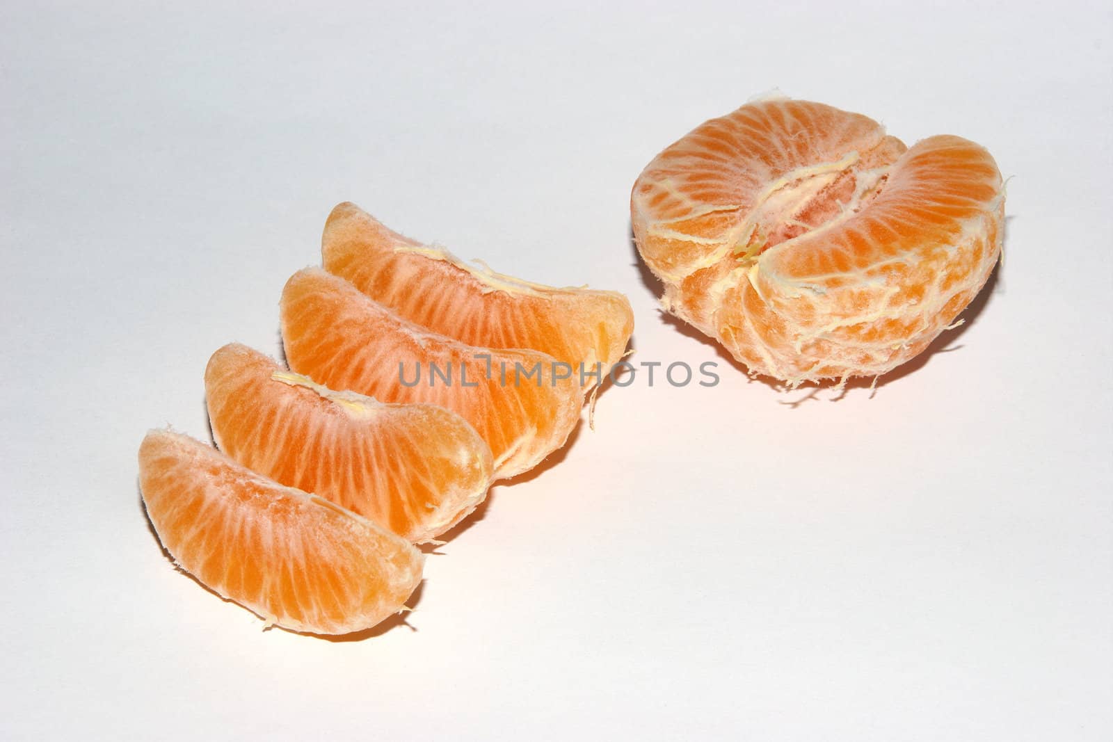 Orange peeled and cut up
