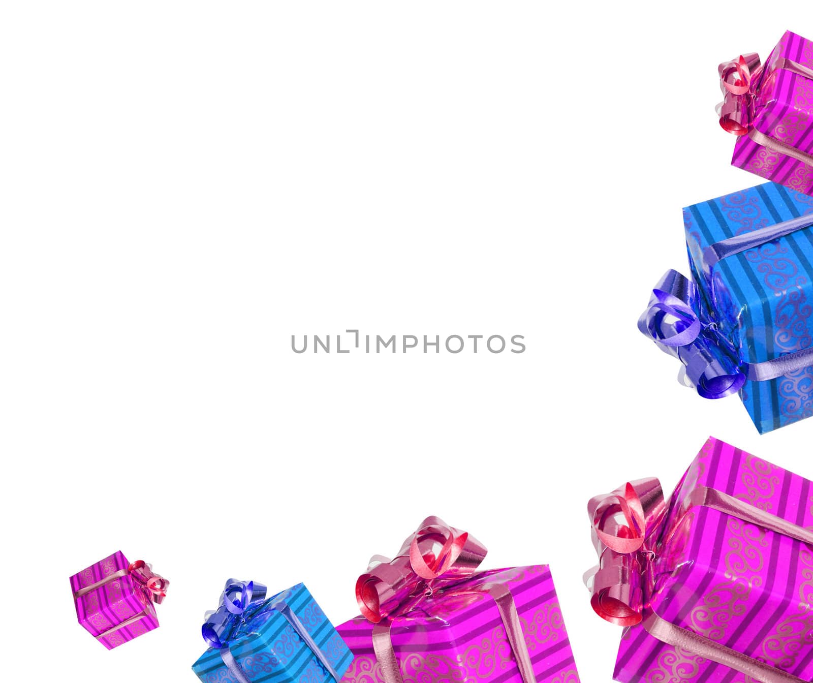 Presents arranged around a corner