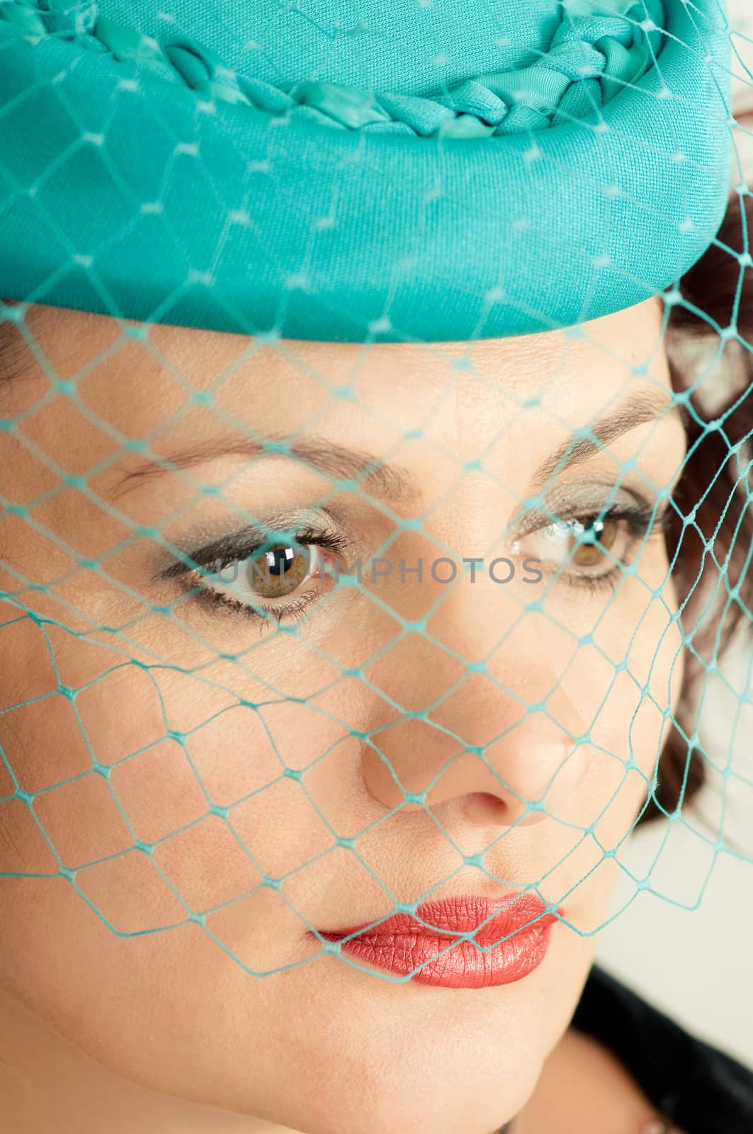woman in green hat by uriy2007
