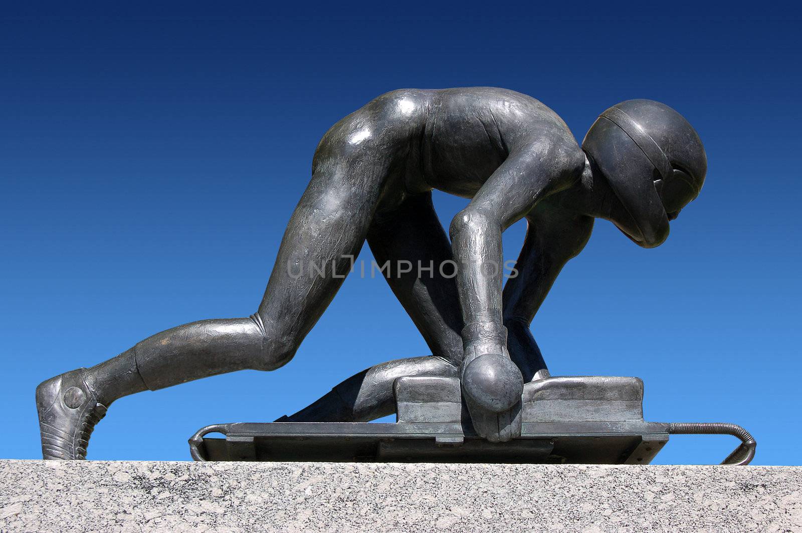 Bronze sculpture depicting the Olympic sport of Skeleton