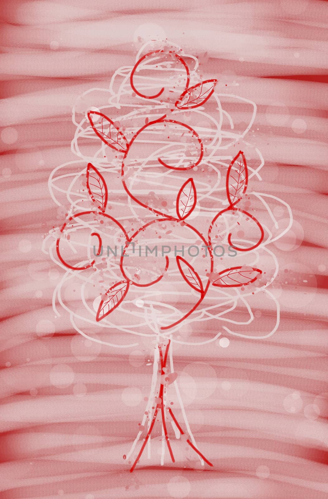 Beauty red tree background - illustration