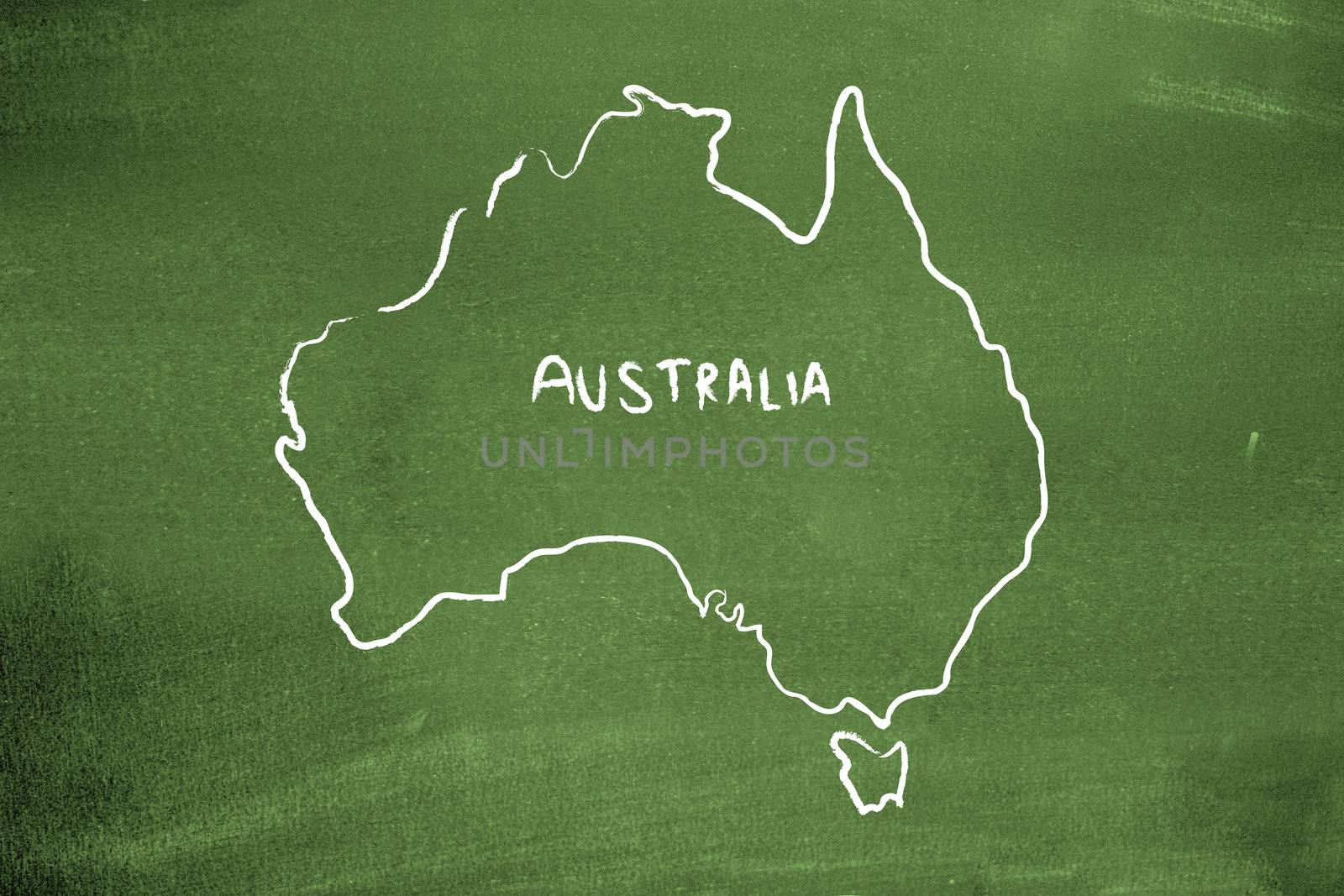 Australia on a blackboard