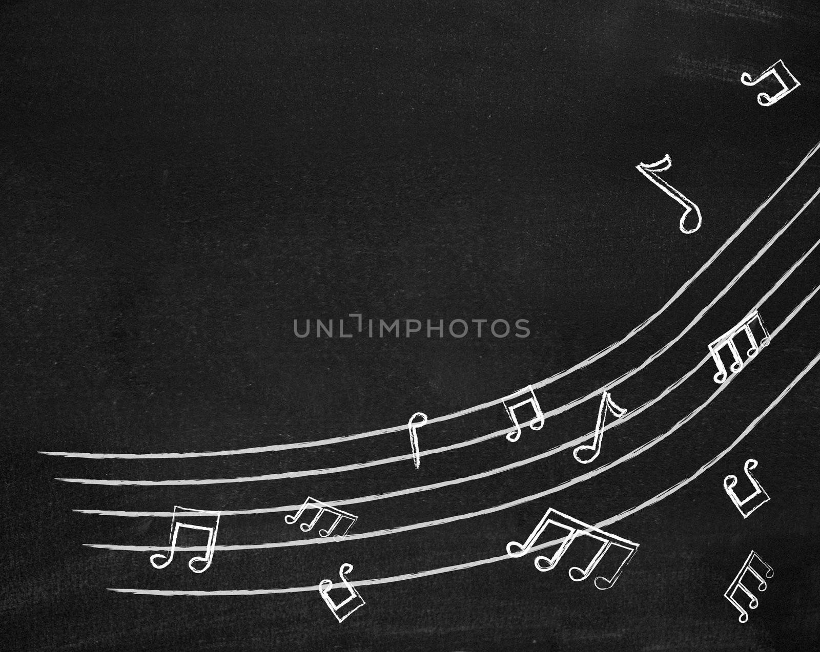 Music notes on blackboard by leeser