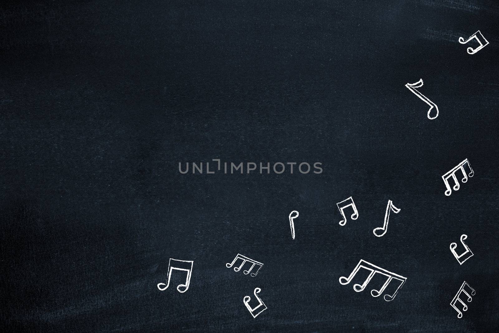 Music notes on blackboard by leeser