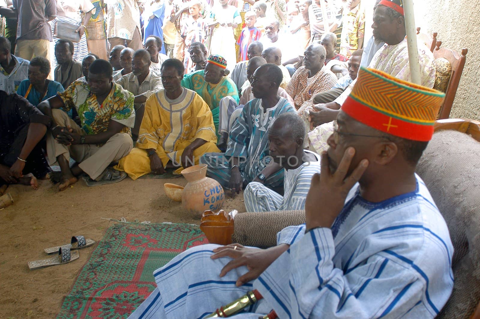 The festival of establishment of a usual chief in Burkina Faso Faso lasts three days. The usual chief succeeds his father deceased, it is always the groin of the family and always a man. It is a very rare event because a chief can be replaced only after his death. During establishment it is the festival and all the area is invited. This festival occurs to Kokemnour�, small village in the East of Burkina Faso Faso in the province of Kouritanga. These three days are punctuated of dance, meal and especially of traditional ceremonies African. The Chief is the King and can be established only by chiefs more important than him.                                